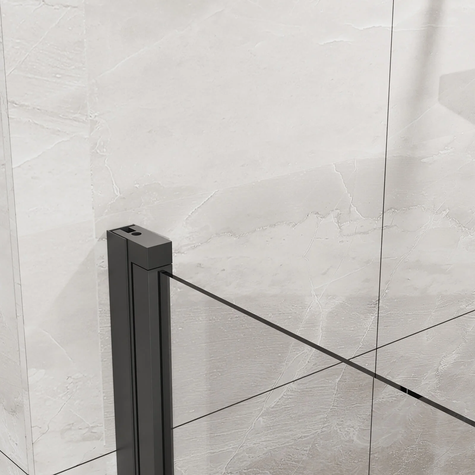 34"-35.2" x 72" Black Pivot Shower Door Kit with Tempered Glass and Acrylic Shower Pan - Image 9