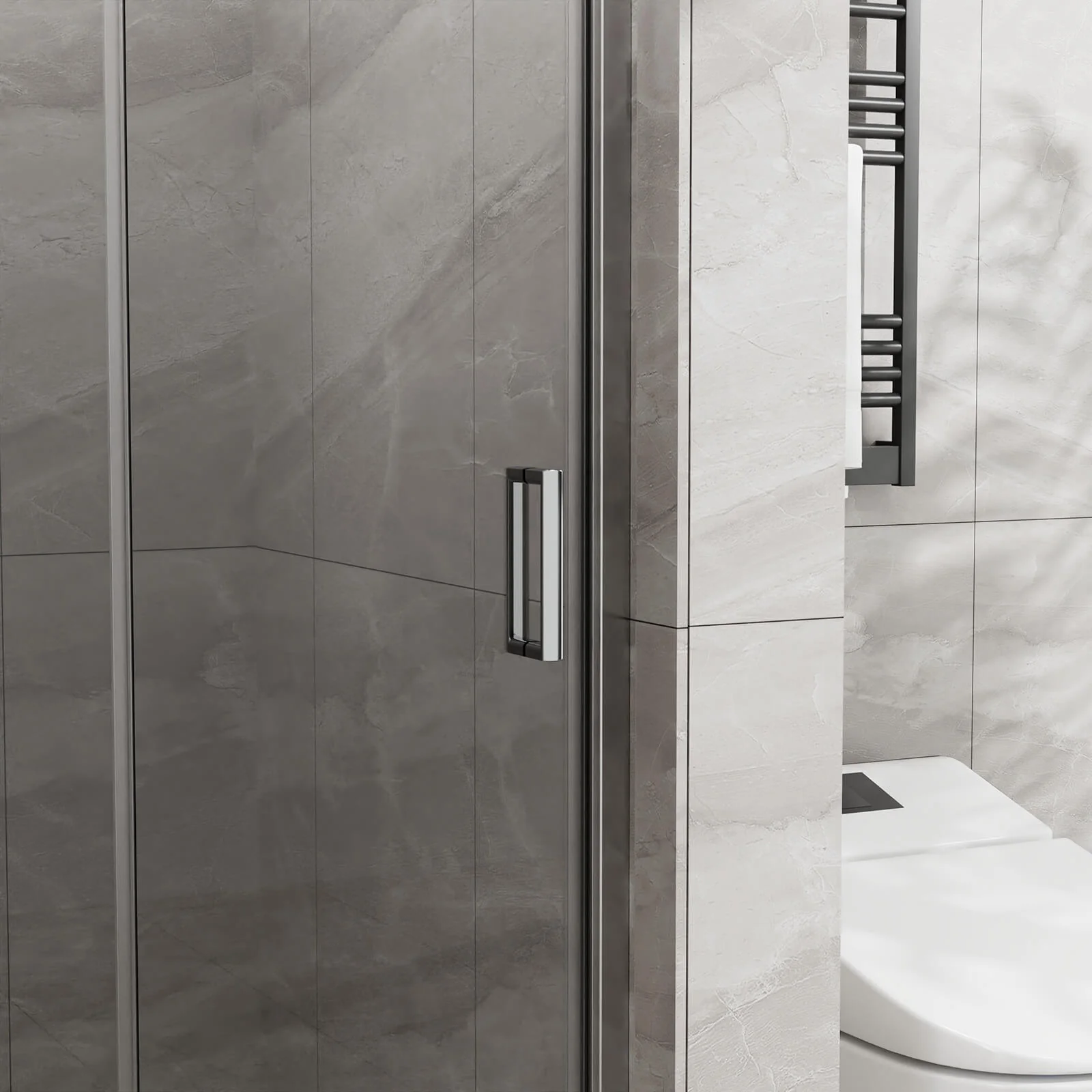 34"-35.2" x 72" Chrome Bi-Fold Glass Shower Door - Image 4