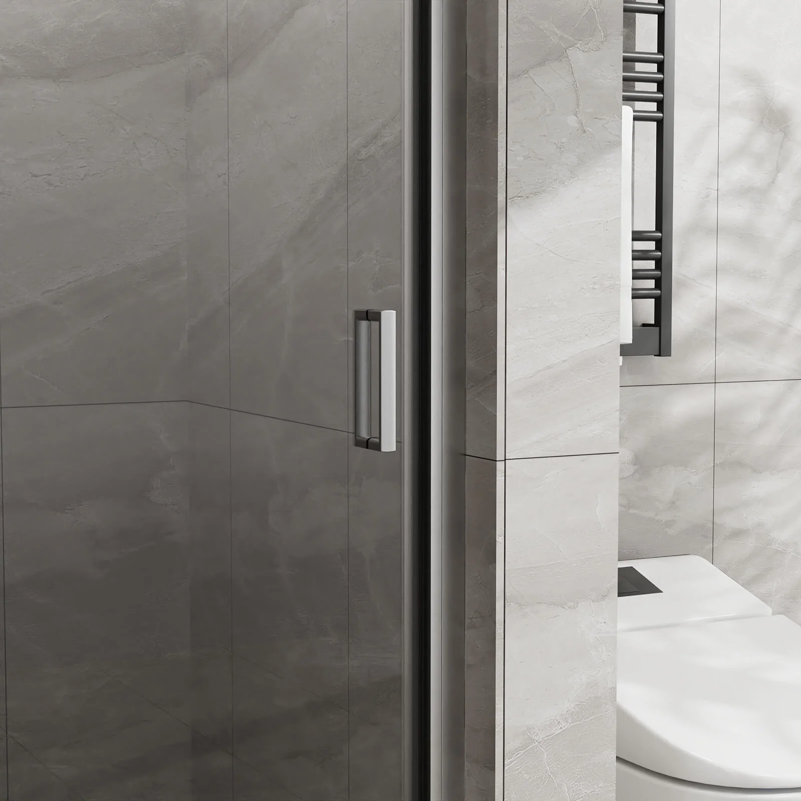 34"-35.2" x 72" Chrome Pivot Shower Door Kit with Tempered Glass and Acrylic Shower Pan - Image 5