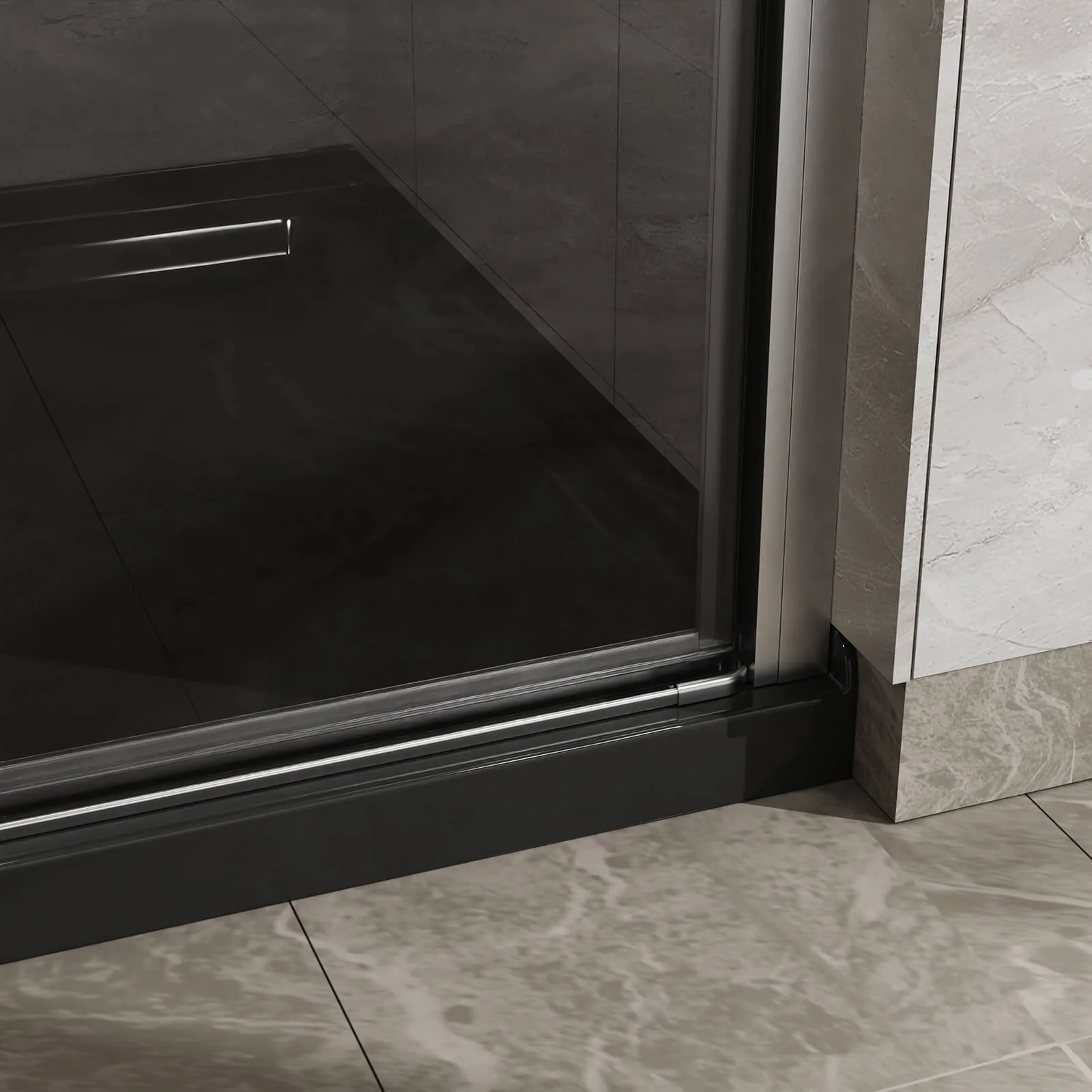 34"-35.2" x 72" Chrome Pivot Shower Door Kit with Tempered Glass and Acrylic Shower Pan - Image 6