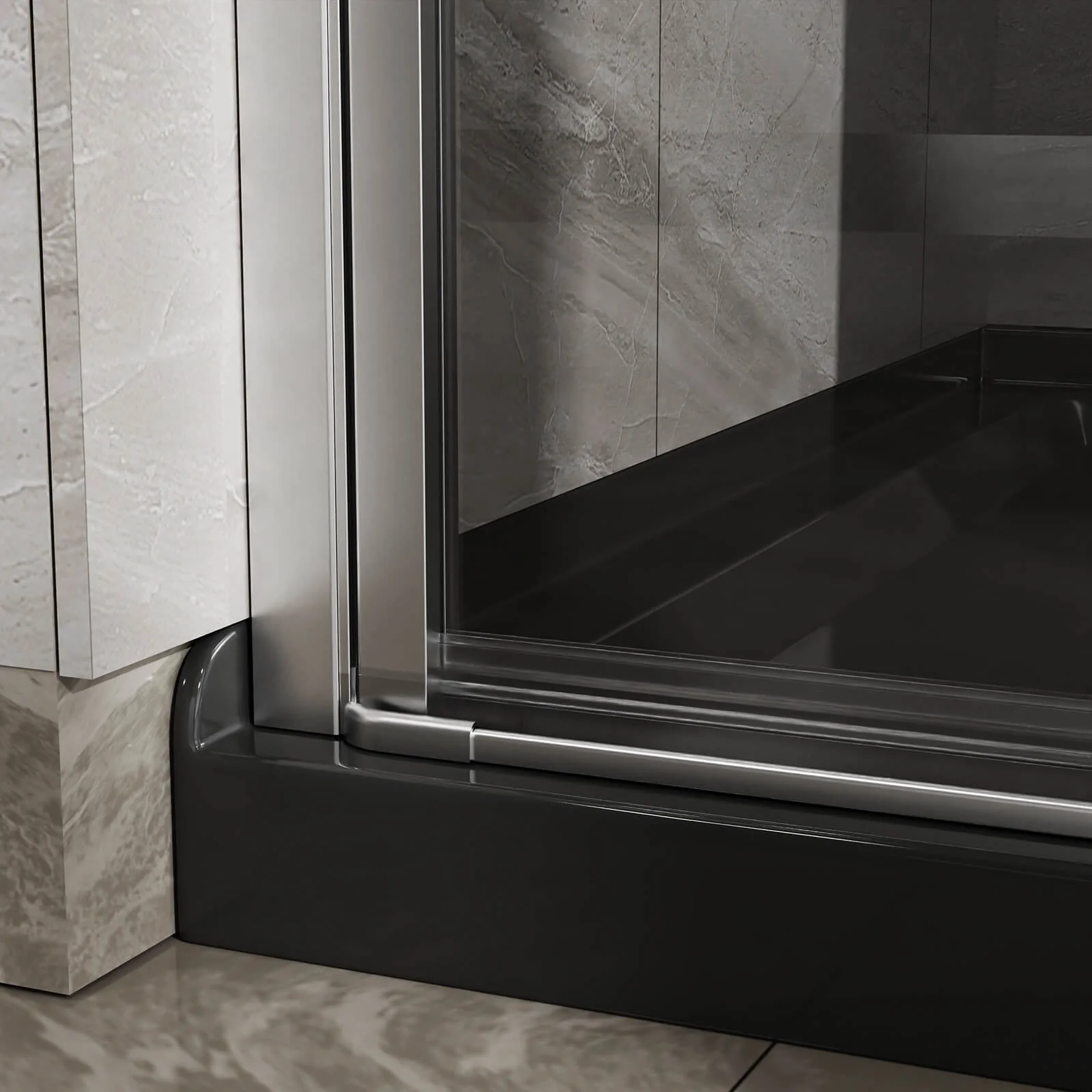 34"-35.2" x 72" Chrome Pivot Shower Door Kit with Tempered Glass and Acrylic Shower Pan - Image 8