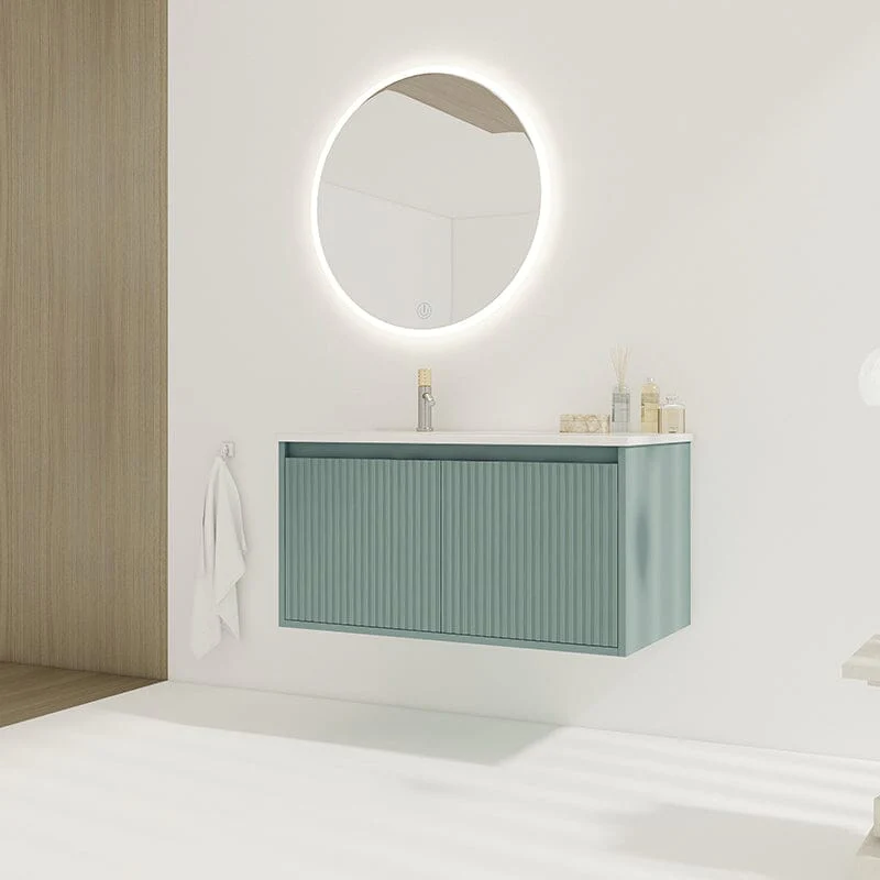 36" Modern Design Floating Bathroom Vanity with Drop-Shaped Resin Sink - Image 4
