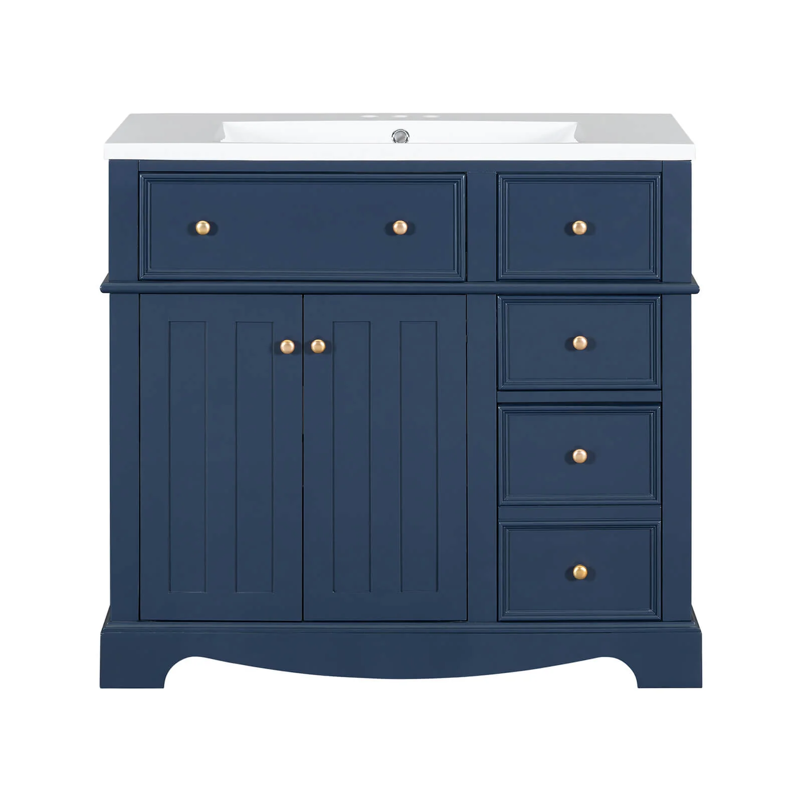36" Blue Bathroom Vanity with Right-Side Drawer - Image 6
