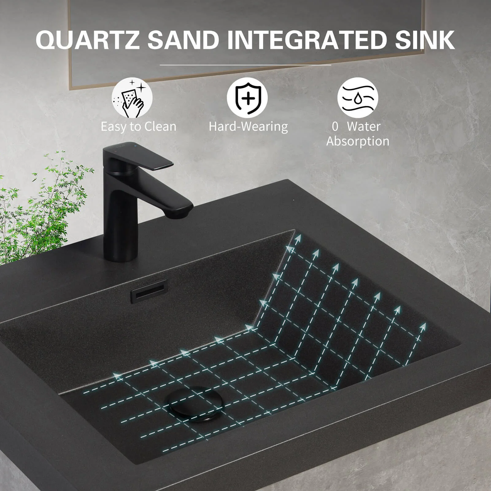 36" Cement Gray Floating Bathroom Vanity - Image 8