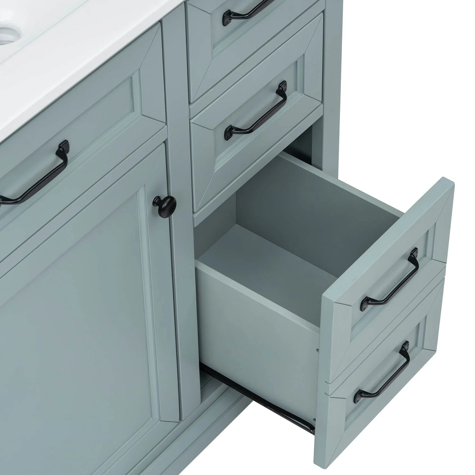 36" Gray-Green Bathroom Vanity with Rubberwood Frame - Image 15