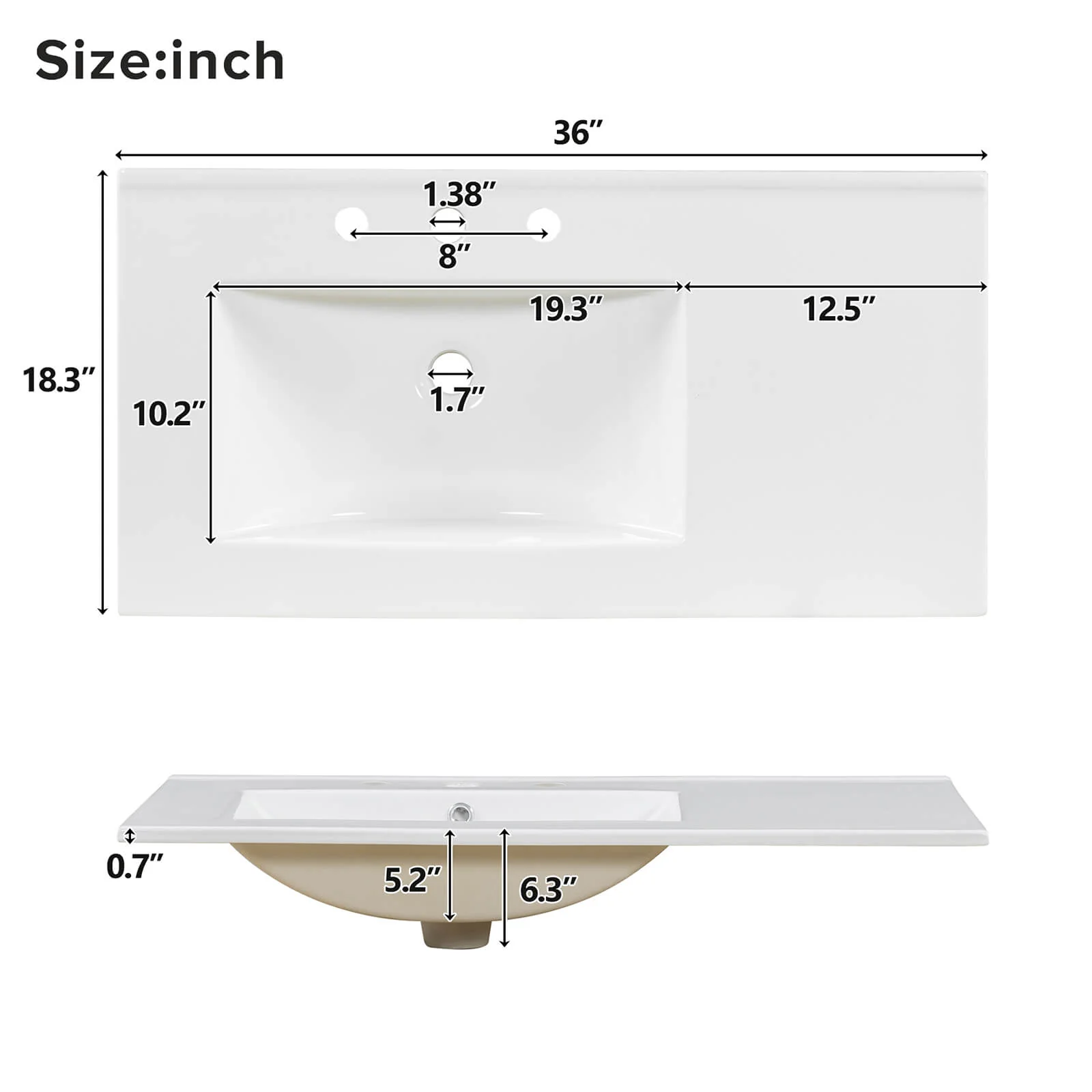 36" Light Wood Single Sink Bathroom Vanity - Image 16