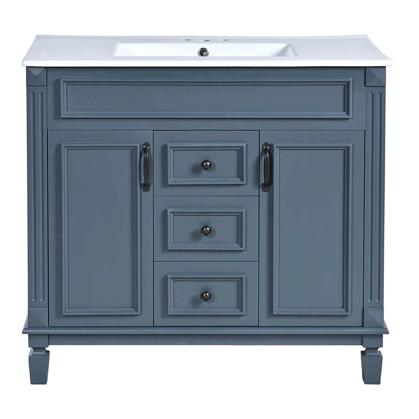 36" Modern Blue Floor Standing Bathroom Vanity - Image 5