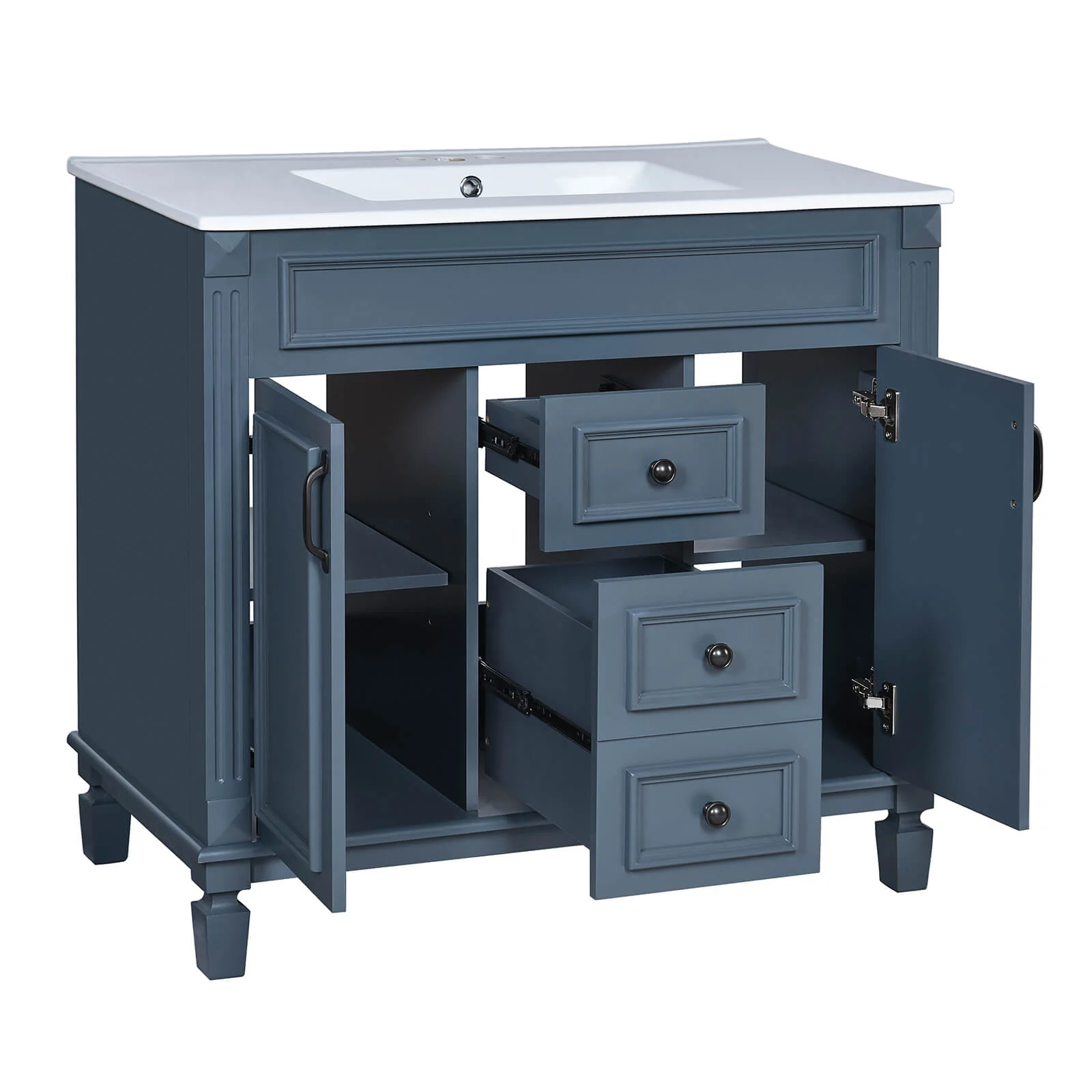 36" Modern Blue Floor Standing Bathroom Vanity - Image 7