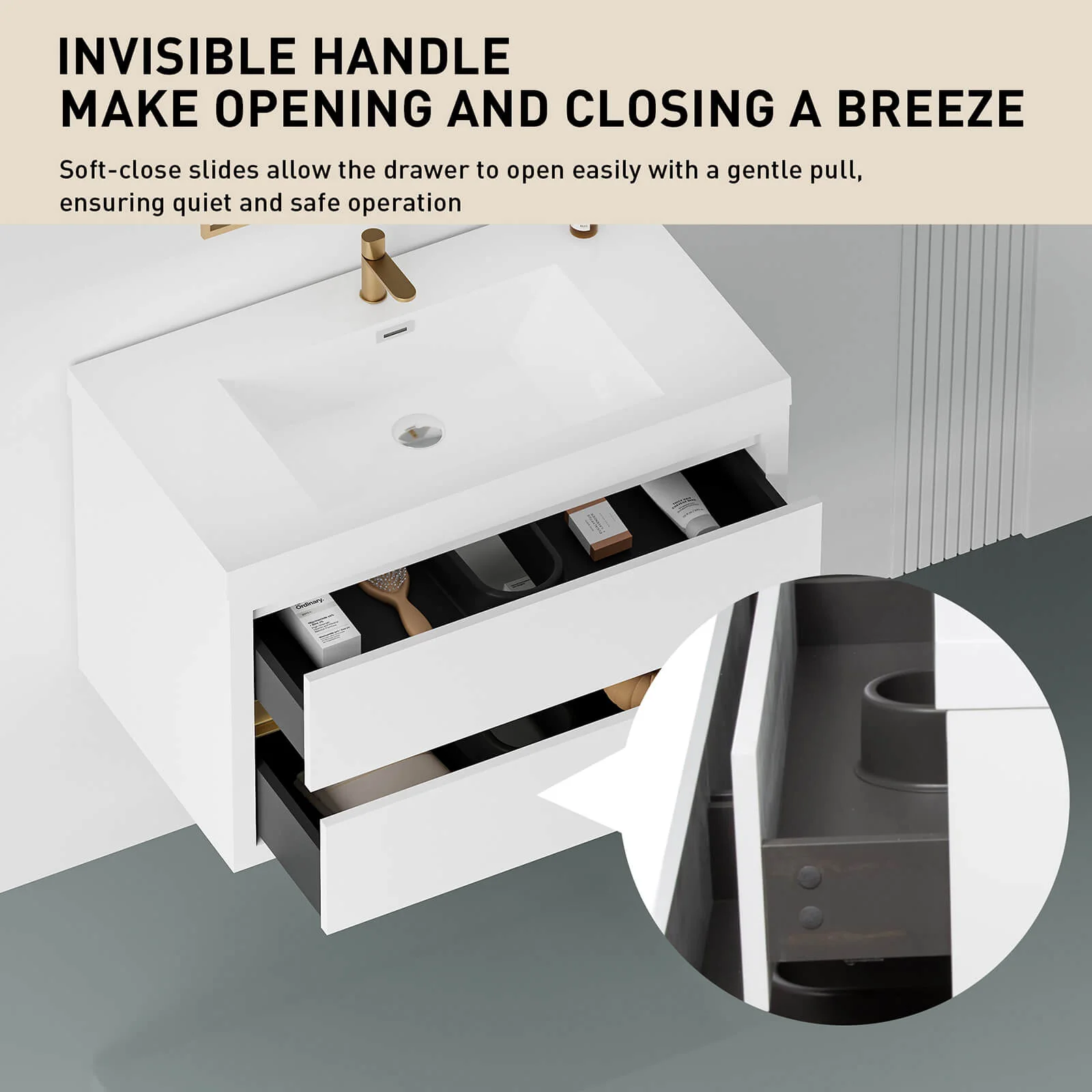 36" Modern Floating Single-Sink Vanity with Gold Accents - Image 5