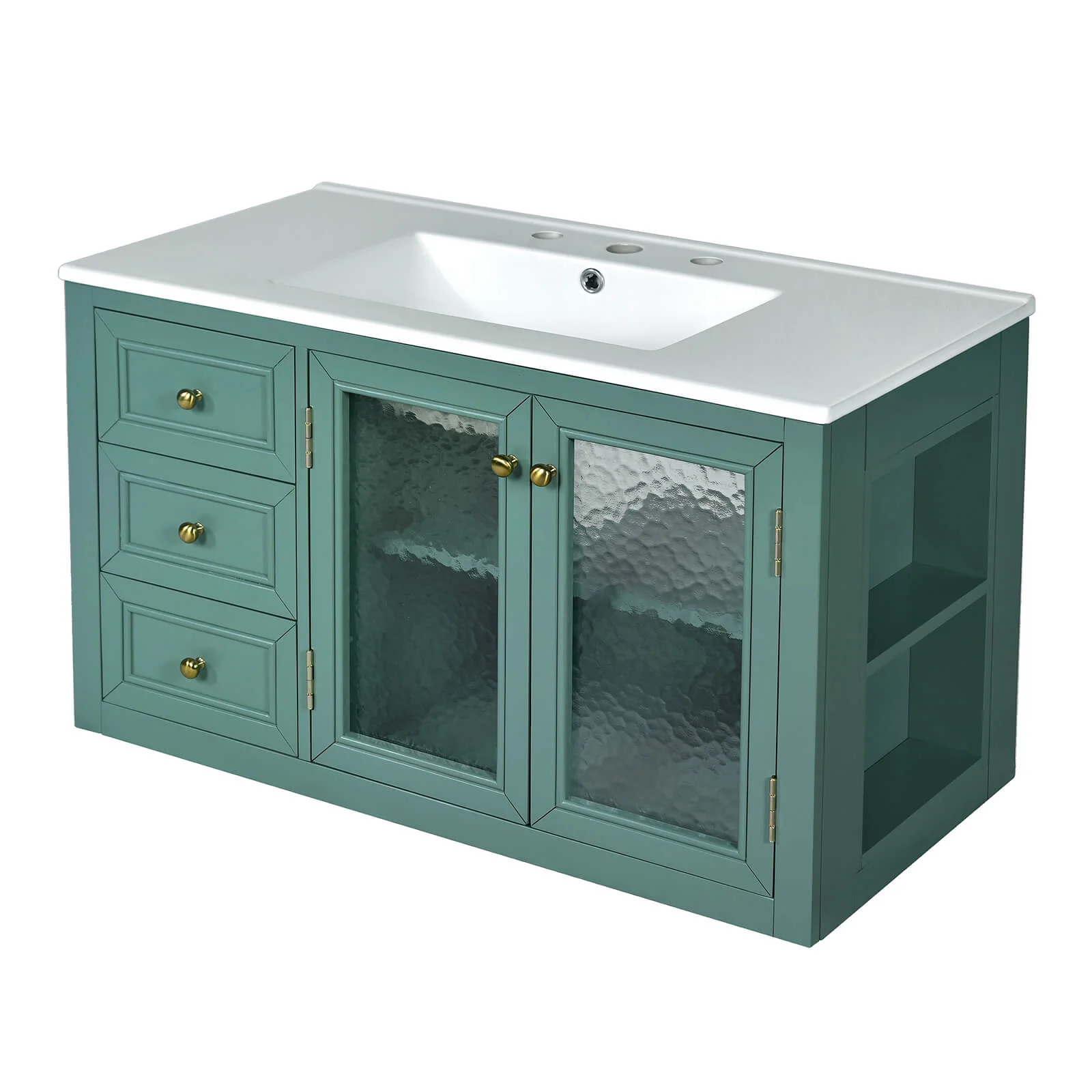 36" Wall-Mounted Bathroom Vanity with Ripple Panel - Image 7