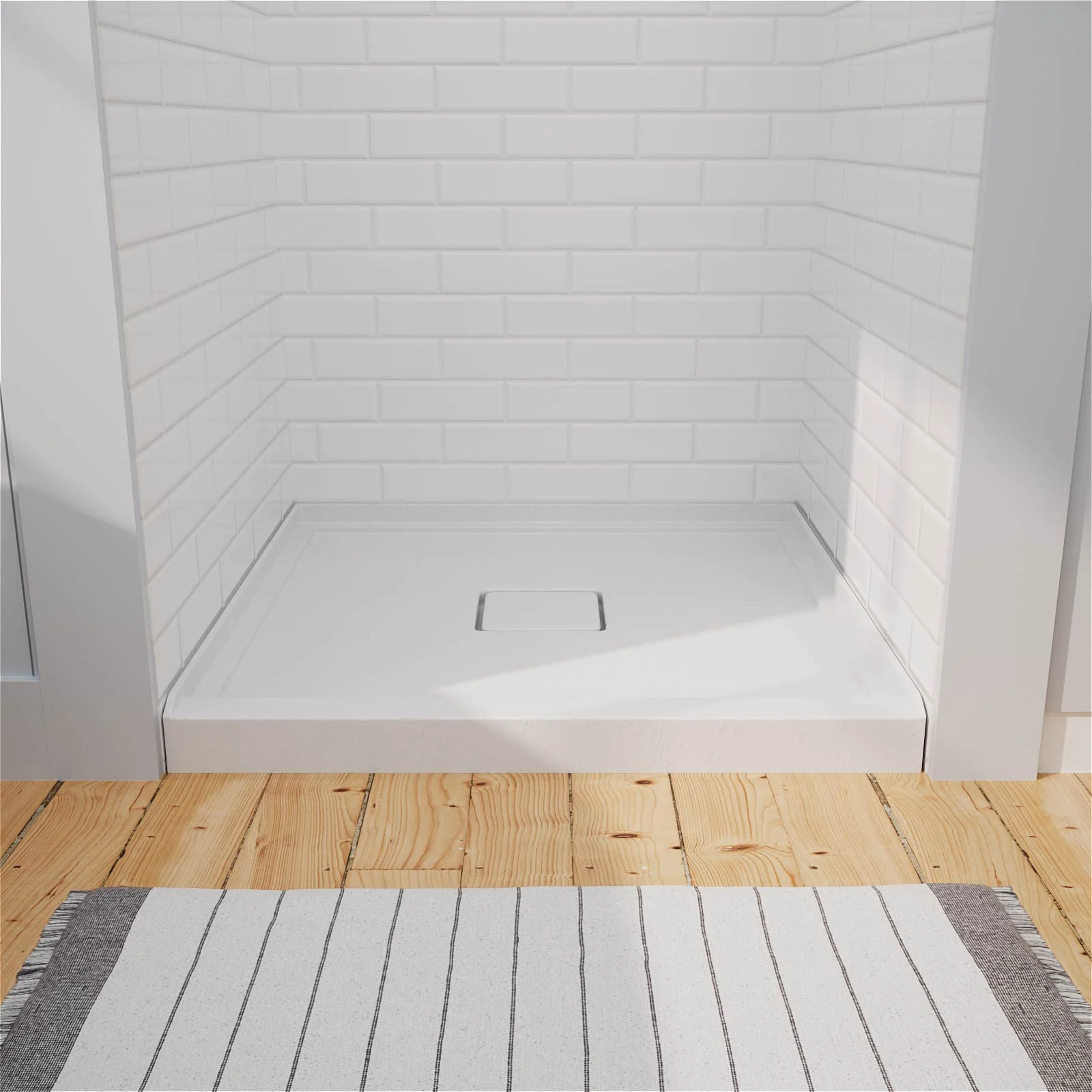 Mokleba 36" x 36" White Acrylic Shower Base with Center Drain - Image 3
