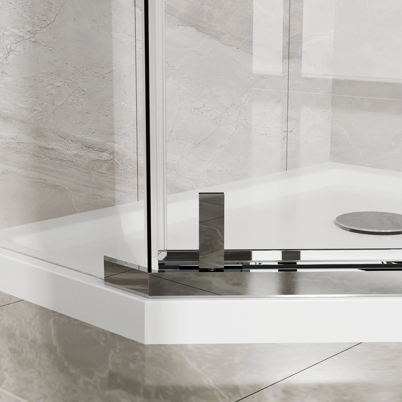 35"-36" W x 72" H Chrome Semi-Frameless Corner Shower Enclosure - Image 4