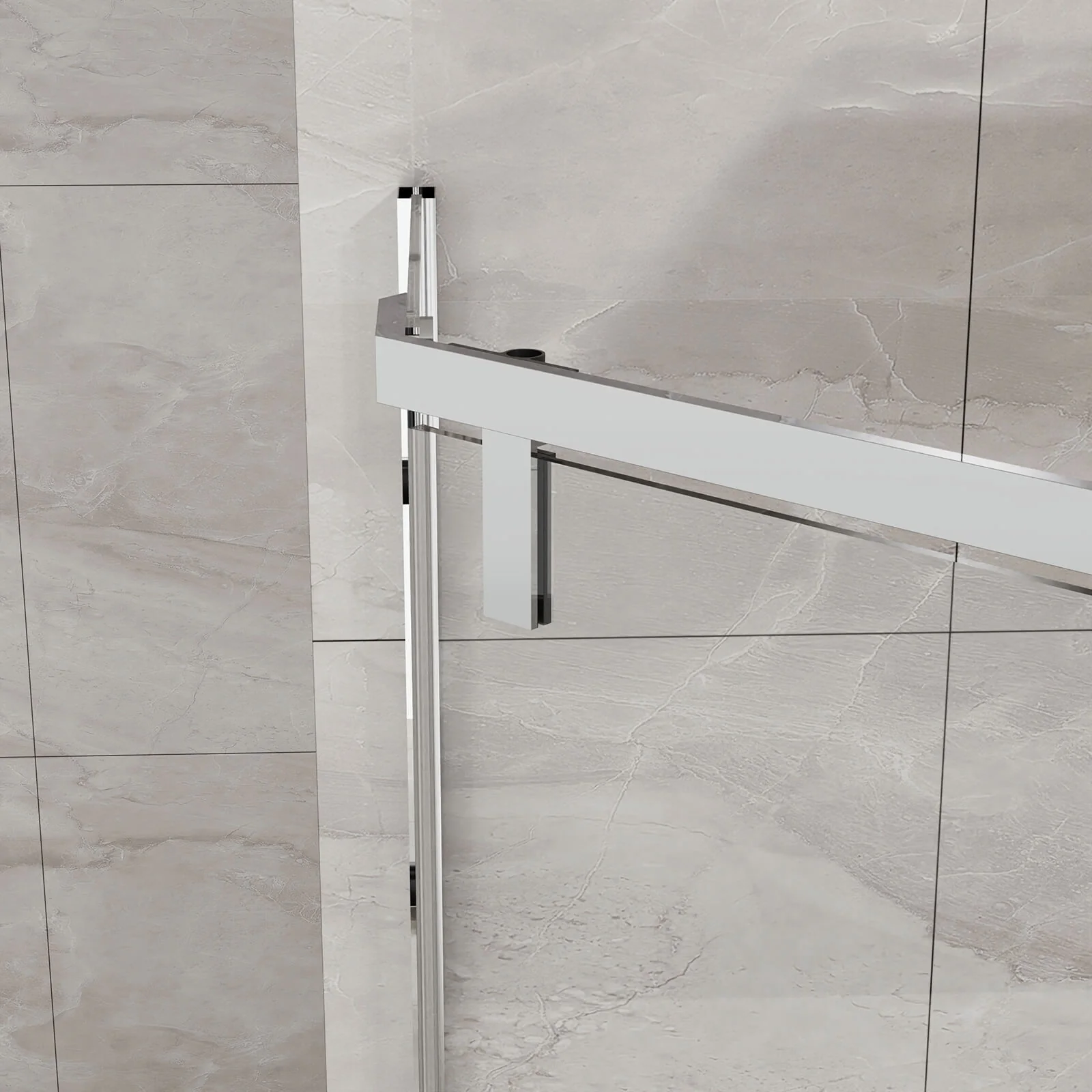 35"-36" W x 72" H Chrome Semi-Frameless Corner Shower Enclosure - Image 6