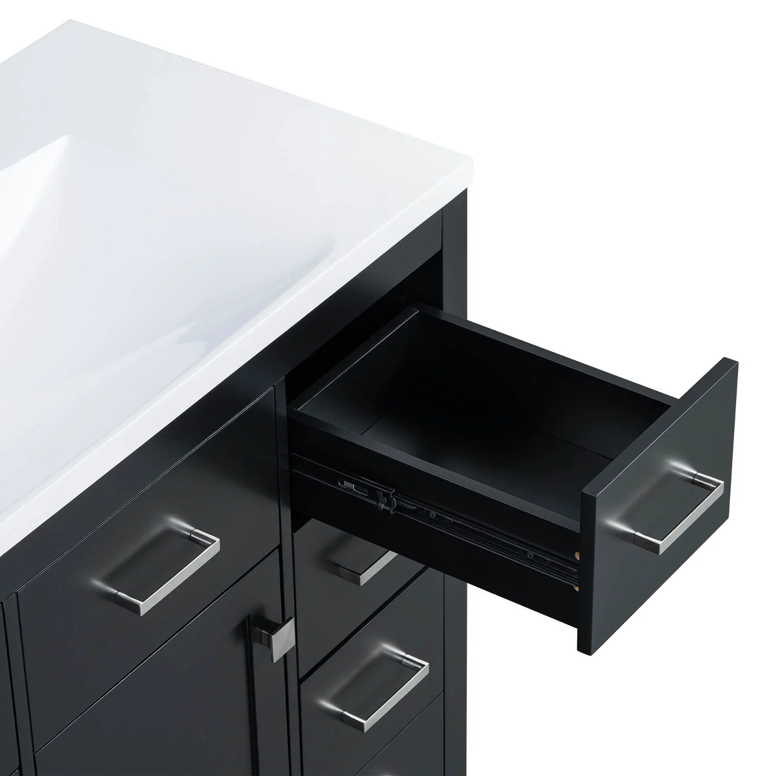 36" Black Bathroom Vanity with 6 Drawers - Image 17