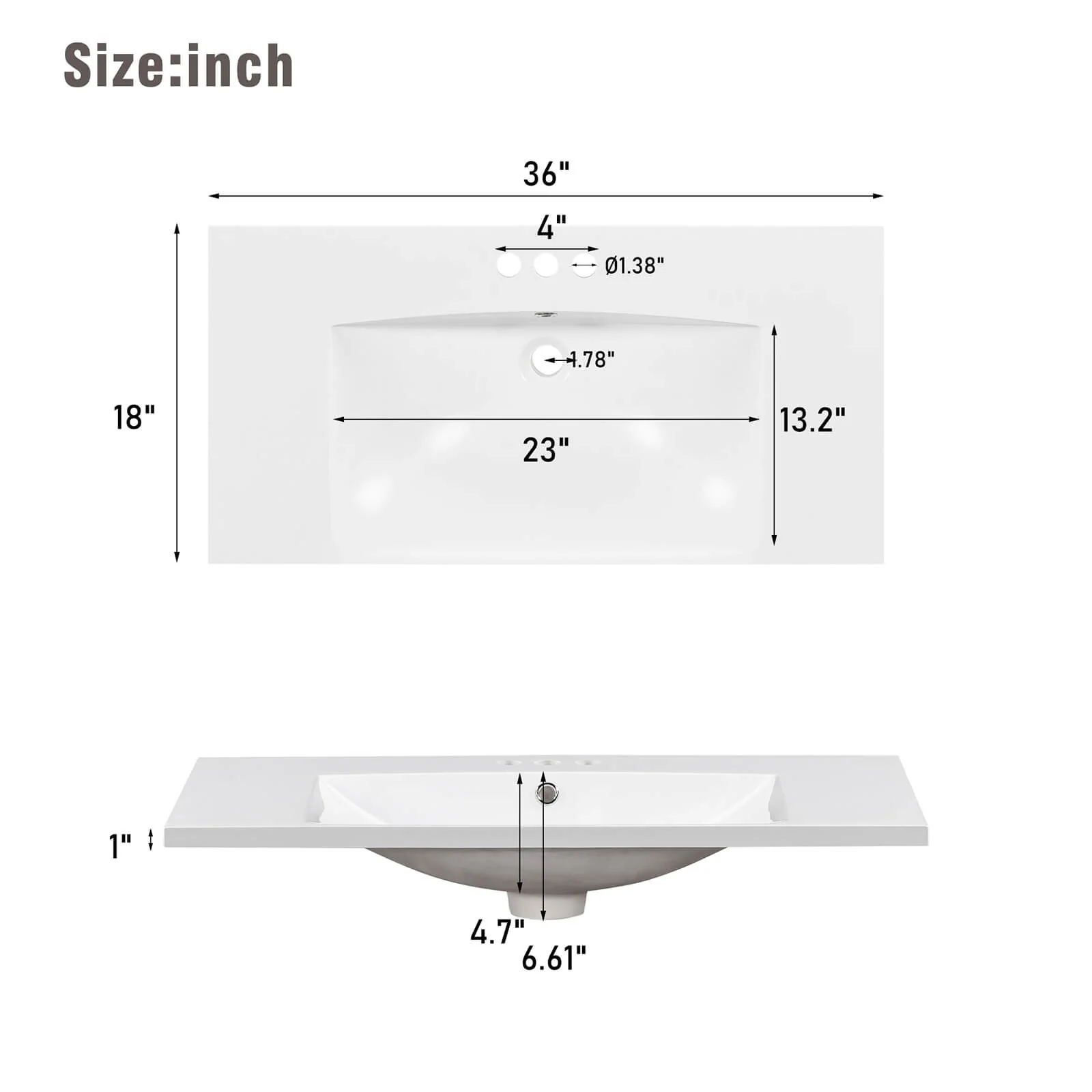 36" Black Bathroom Vanity with Integrated Resin Sink - Image 10