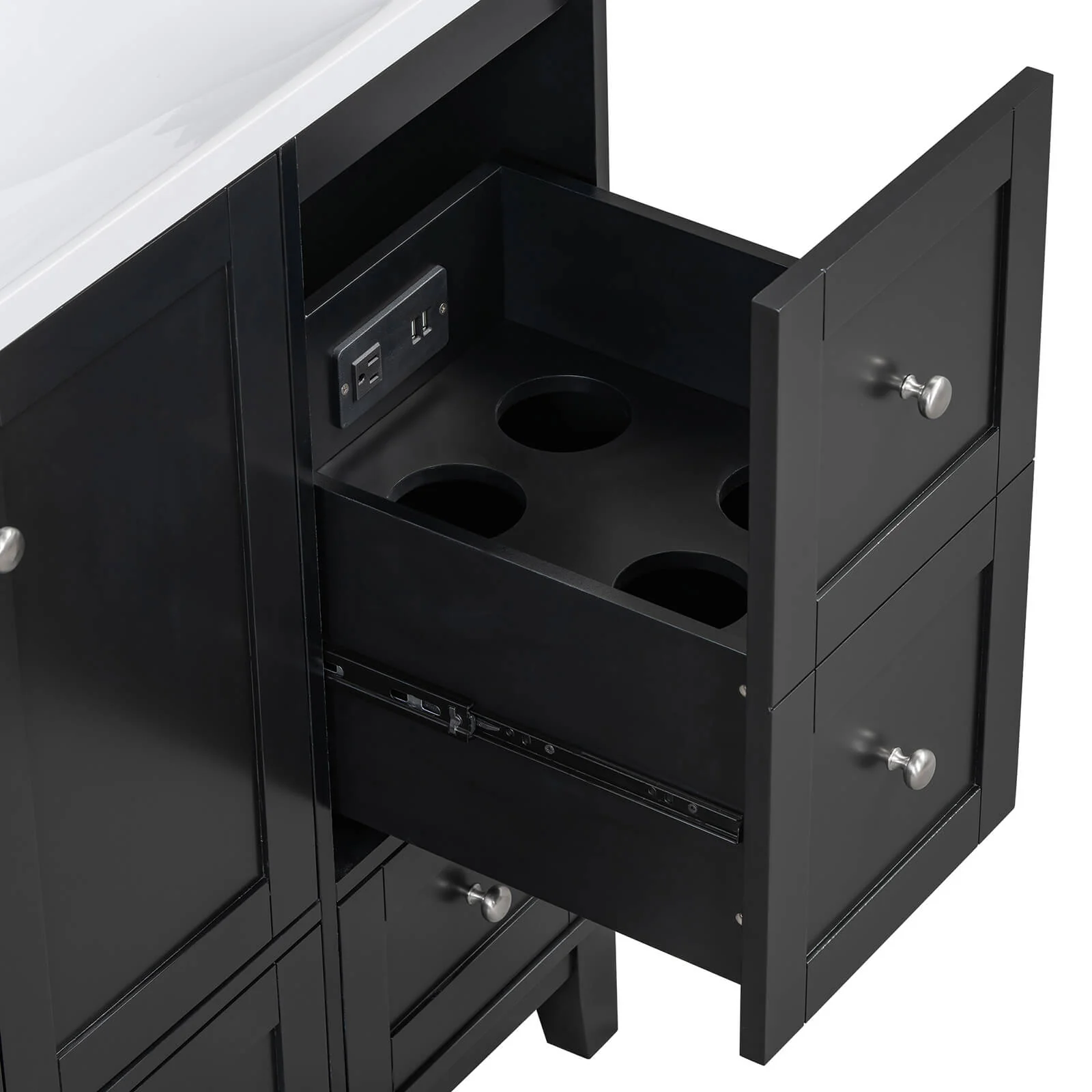 36'' Black Bathroom Vanity with Integrated USB Charging - Image 15