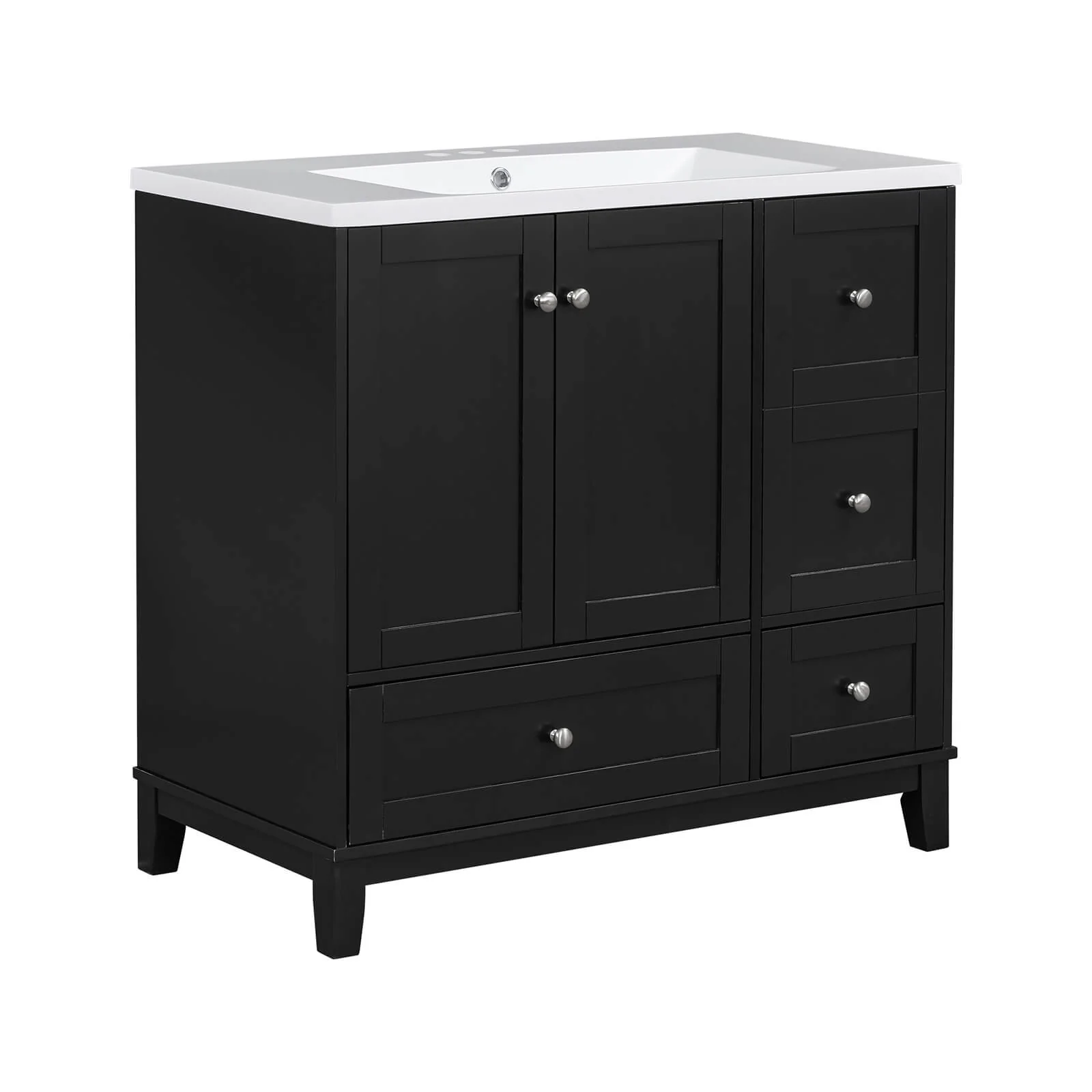 36'' Black Bathroom Vanity with Integrated USB Charging - Image 9