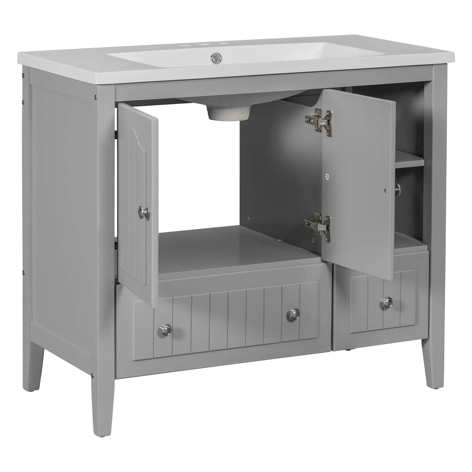 36" Gray Bathroom Vanity with Ceramic Sink - Image 14