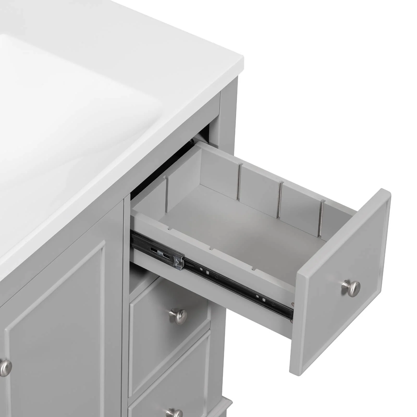 36" Gray Bathroom Vanity with Hair Dryer Storage - Image 19