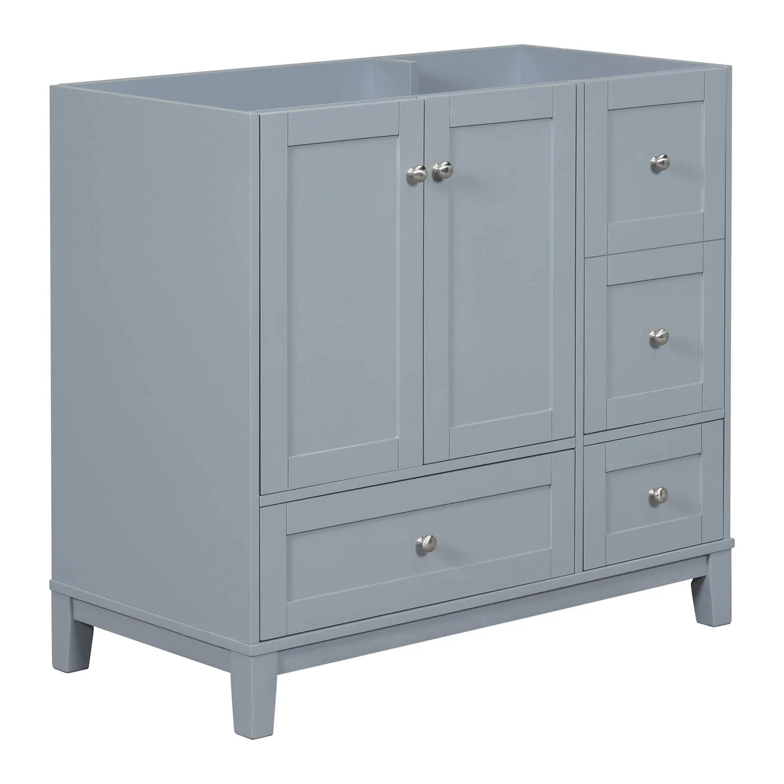 36'' Gray Bathroom Vanity with Integrated USB Charging (No Sink) - Image 3