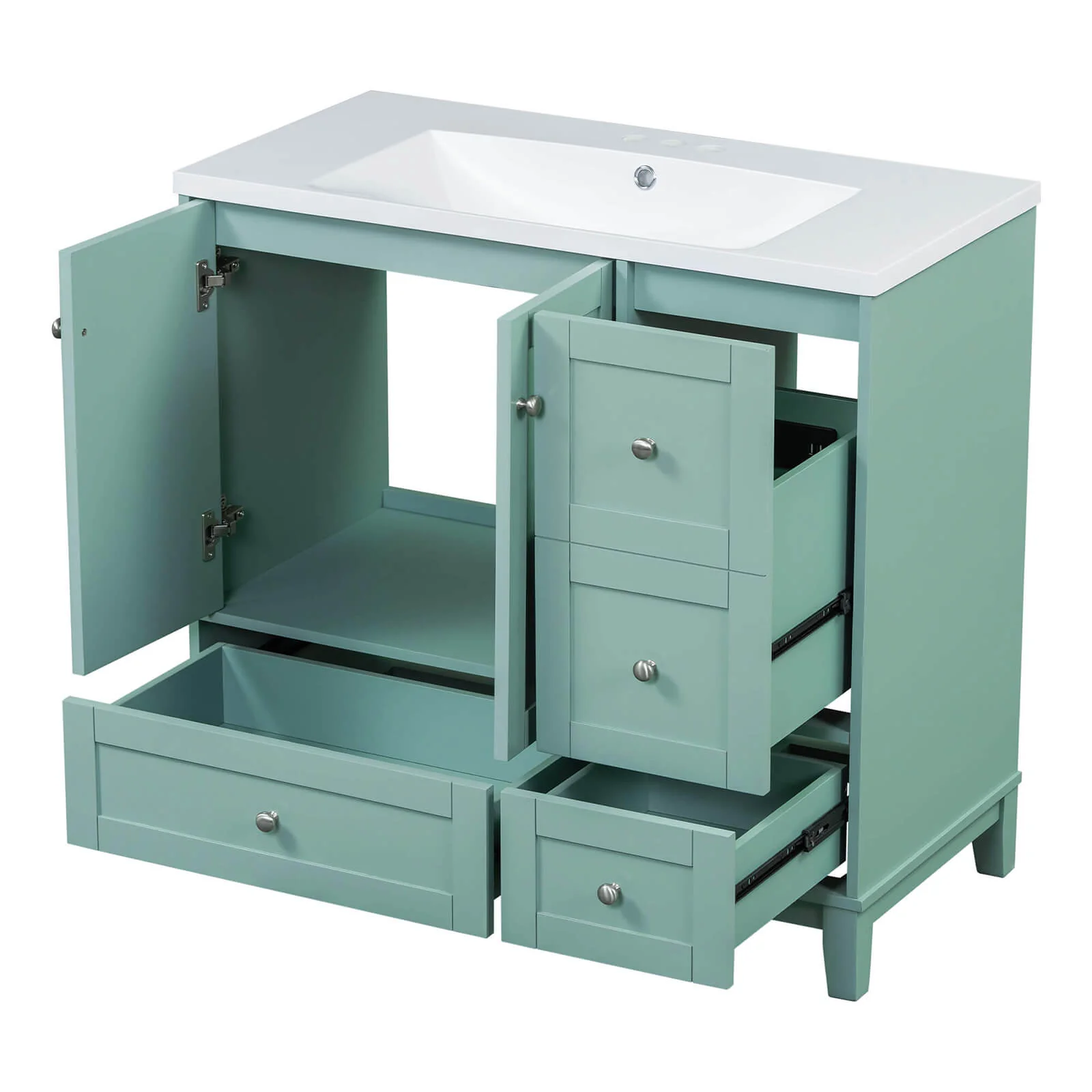 36'' Mint Green Bathroom Vanity with Integrated USB Charging - Image 12