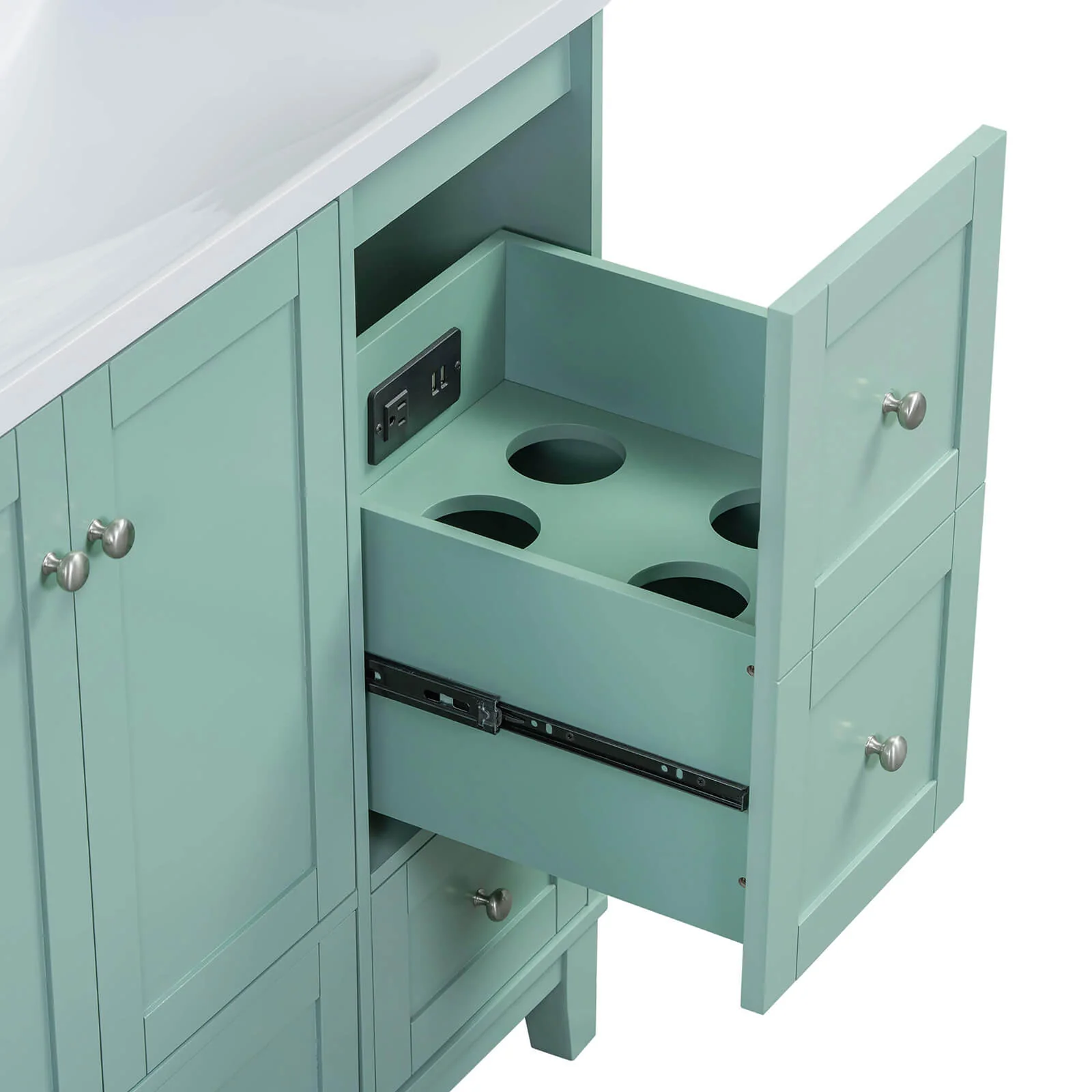 36'' Mint Green Bathroom Vanity with Integrated USB Charging - Image 8