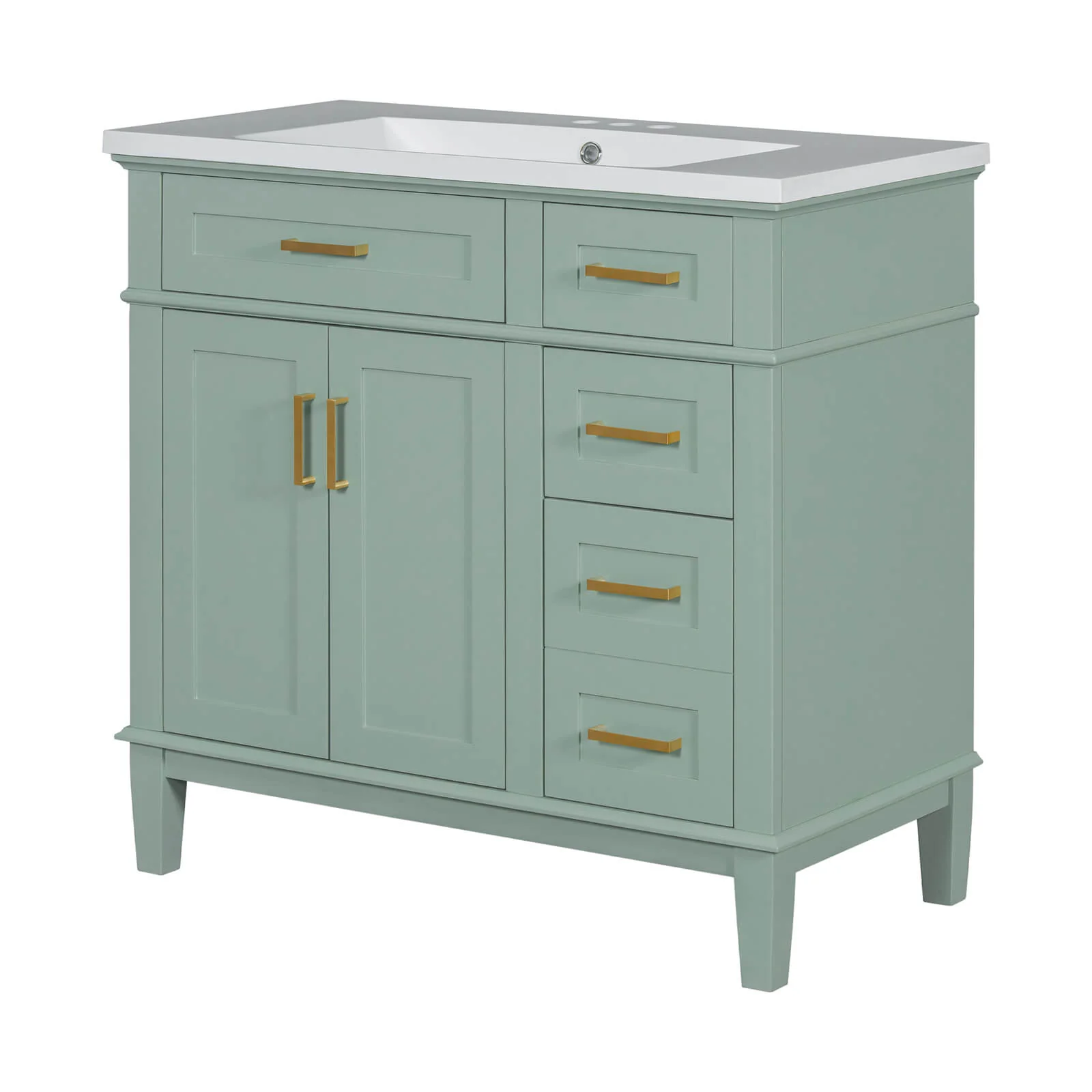 36" Mint Green Solid Wood Bathroom Vanity with Ceramic Sink - Image 12