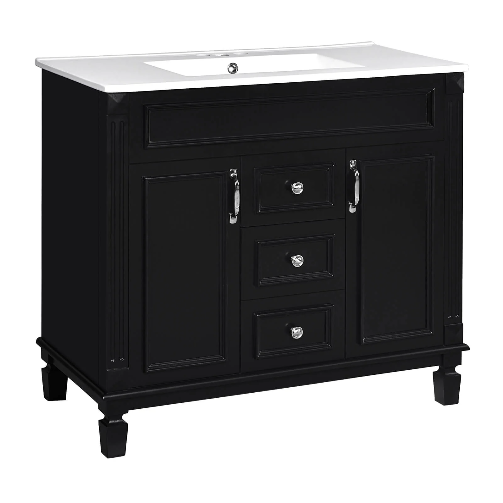 36" Modern Black Floor Standing Bathroom Vanity - Image 7
