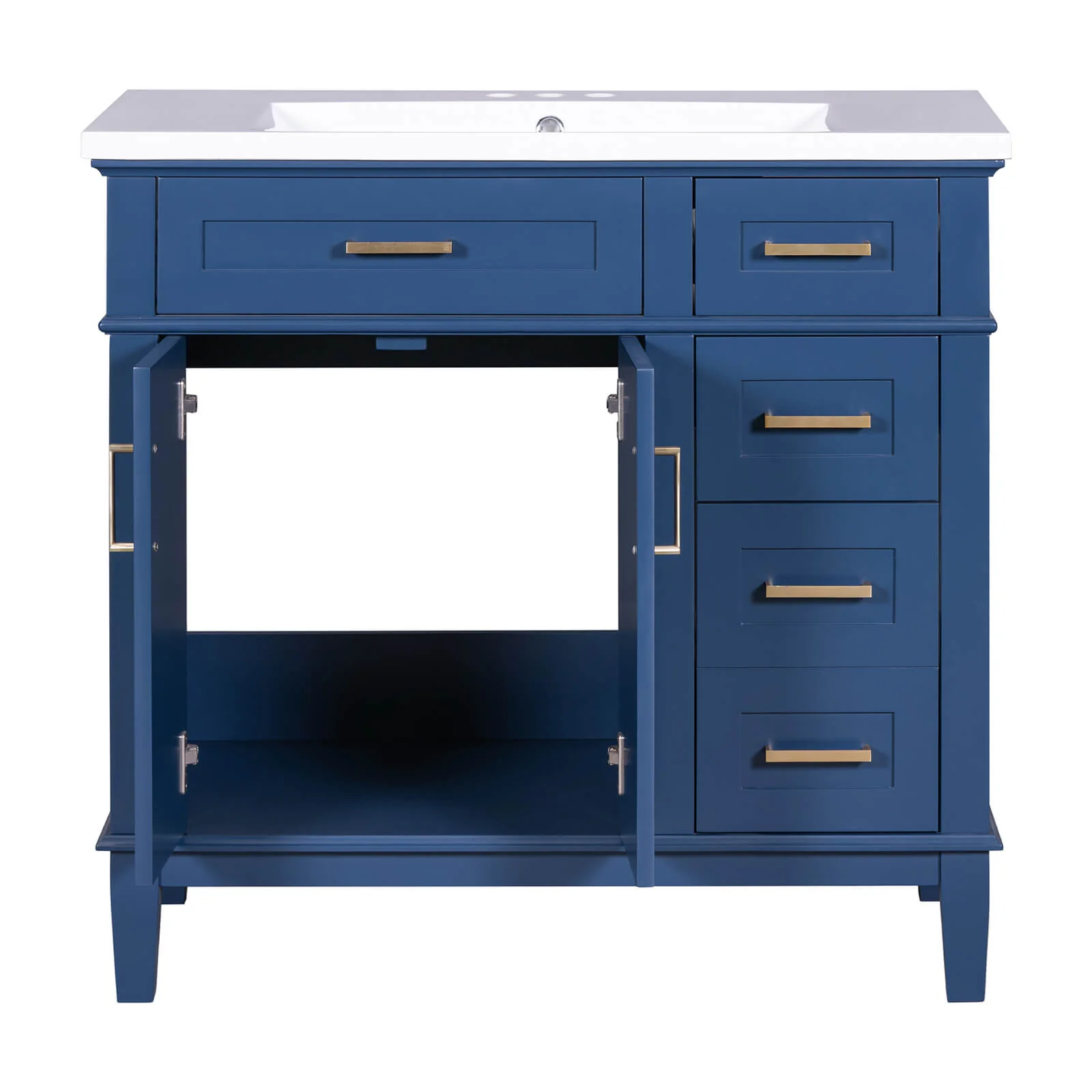 36" Navy Blue Solid Wood Bathroom Vanity with Ceramic Sink - Image 13