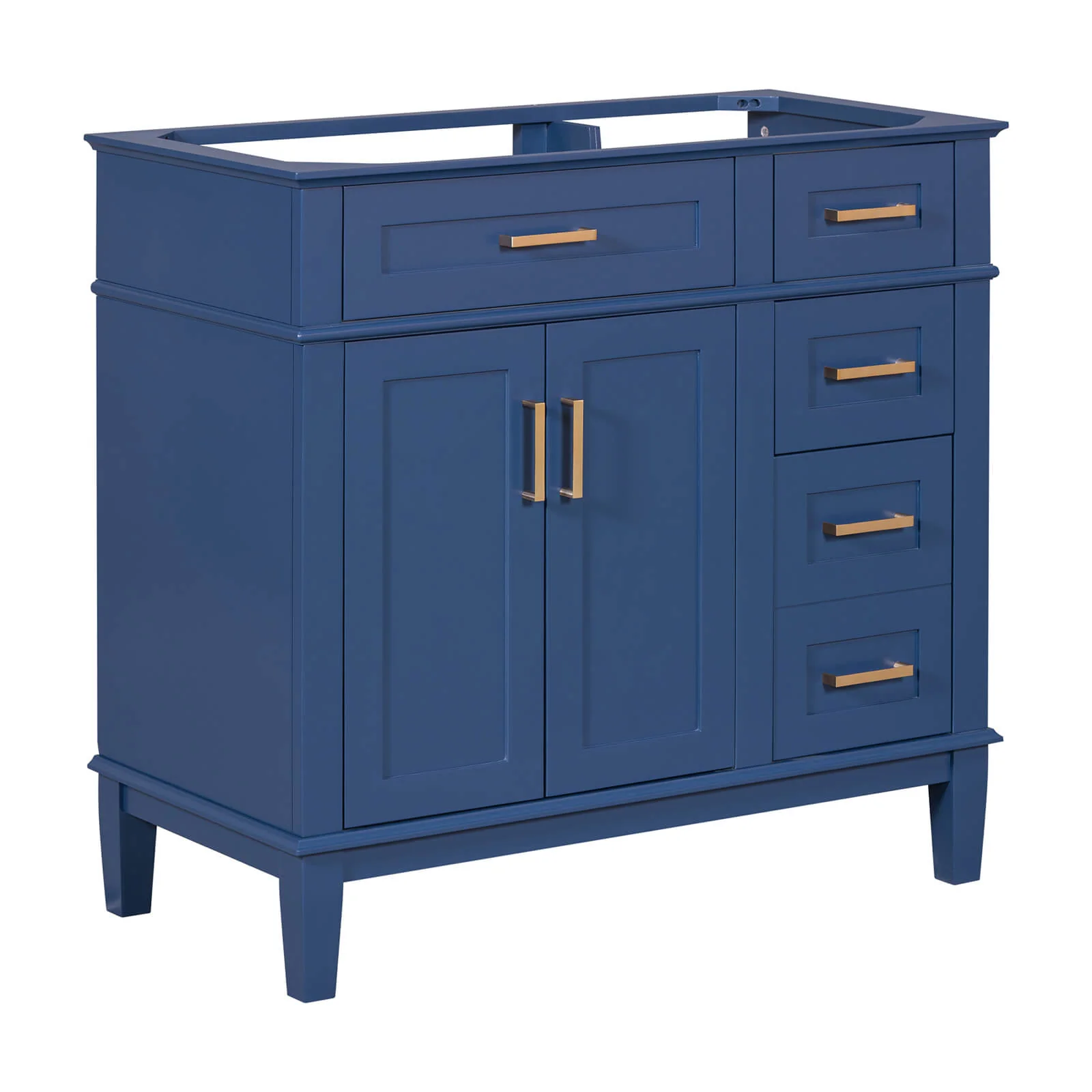 36" Navy Blue Solid Wood Bathroom Vanity (Without Tops) - Image 6