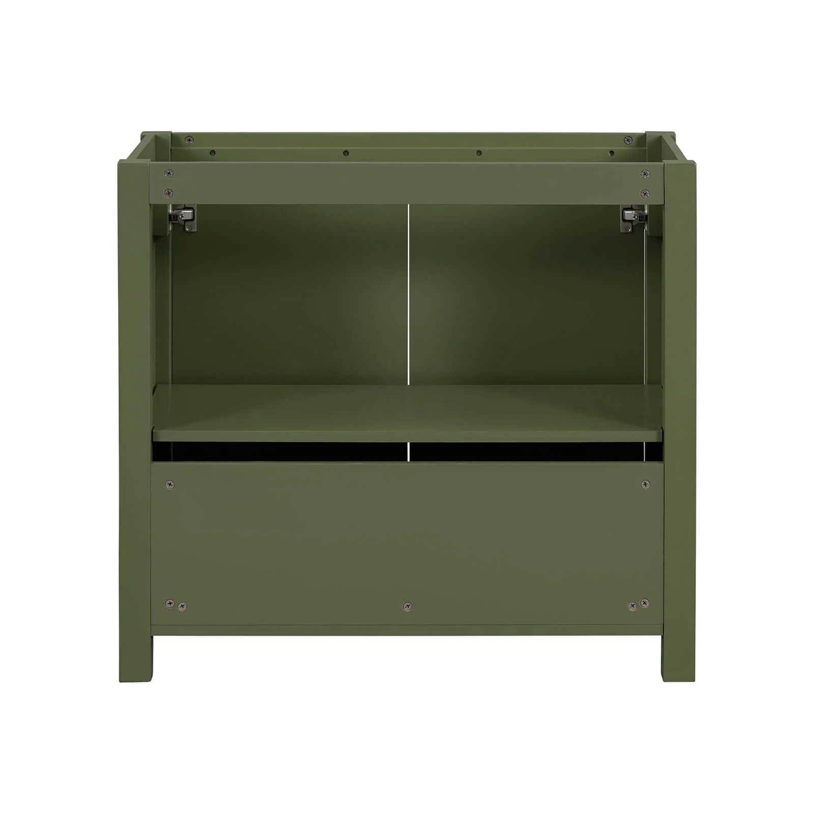 36" Olive Green Bathroom Vanity with Grid-Patterned Doors (No Sink) - Image 4