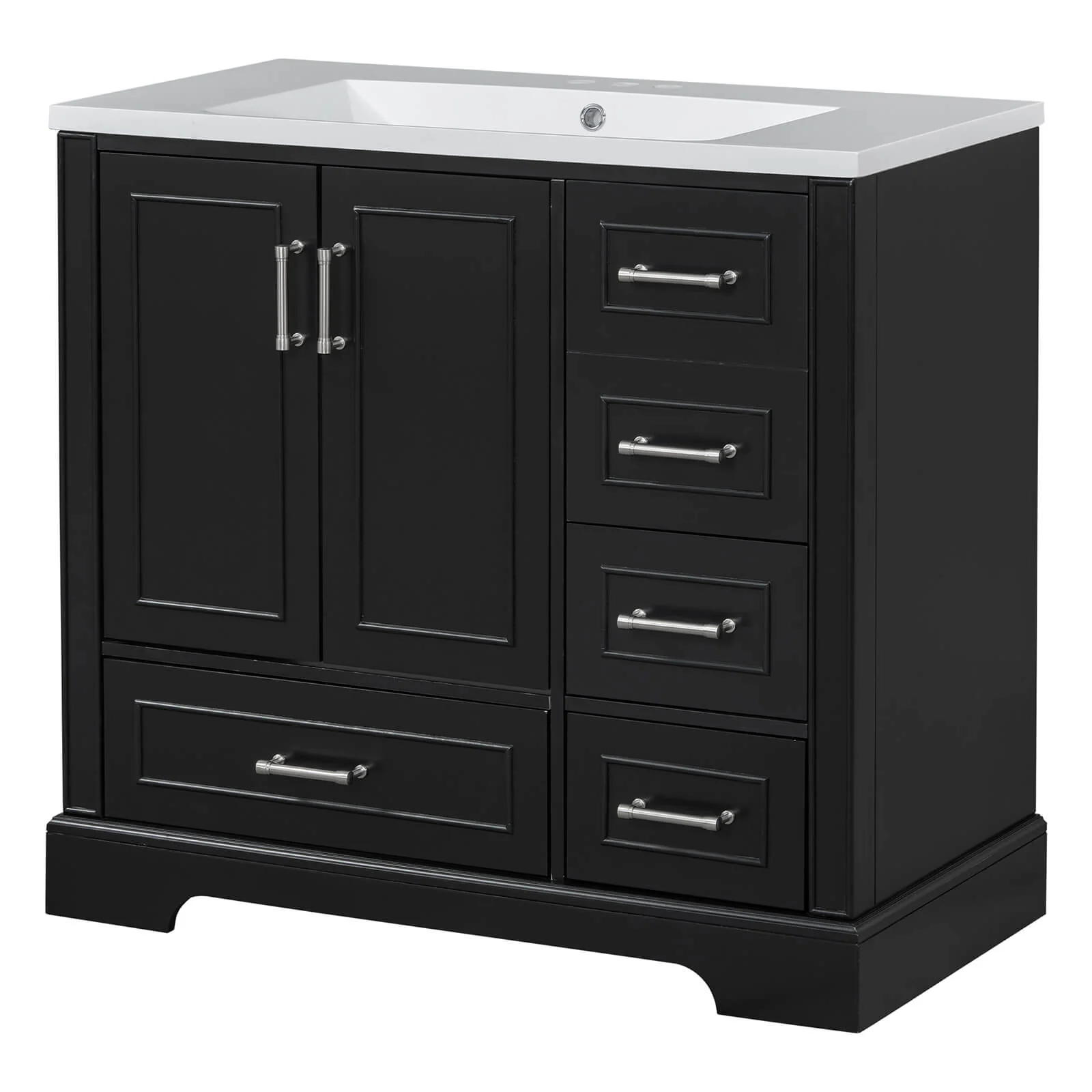 36" Traditional Black Bathroom Vanity with Ceramic Sink - Image 12