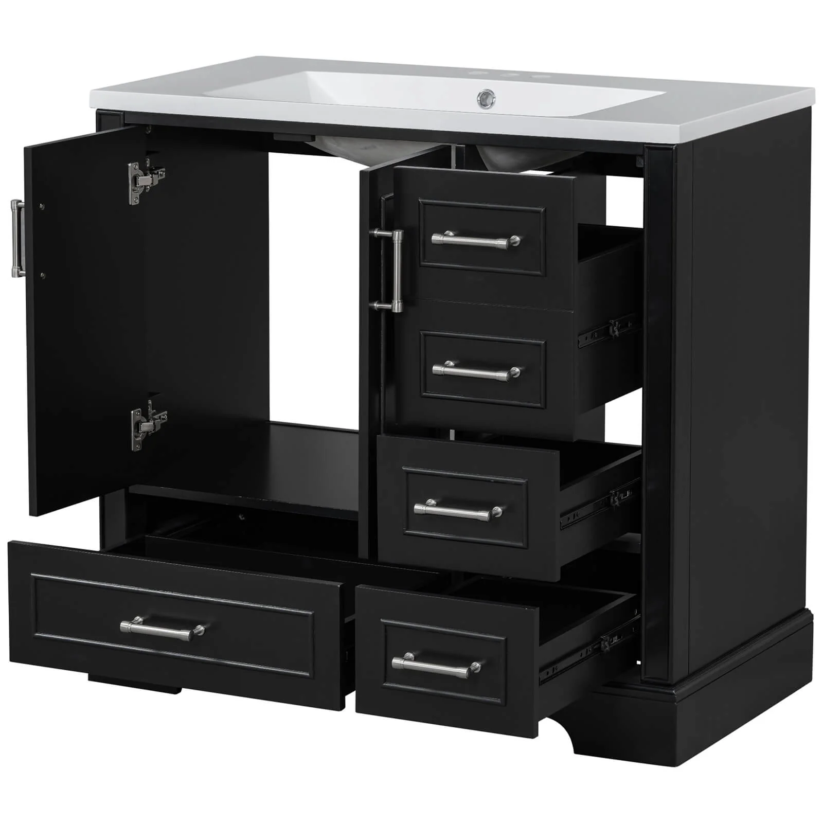36" Traditional Black Bathroom Vanity with Ceramic Sink - Image 13