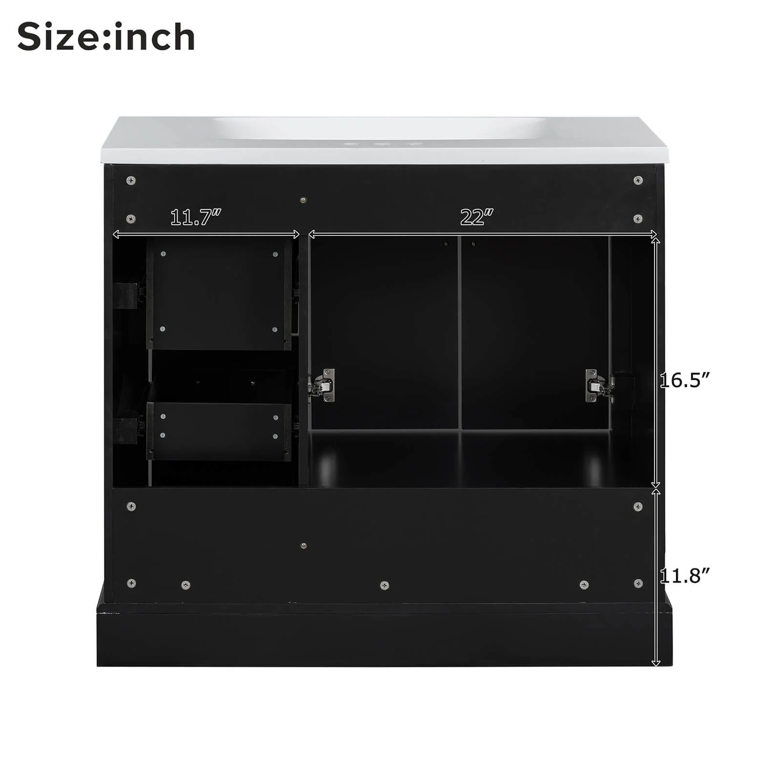 36" Traditional Black Bathroom Vanity with Ceramic Sink - Image 9
