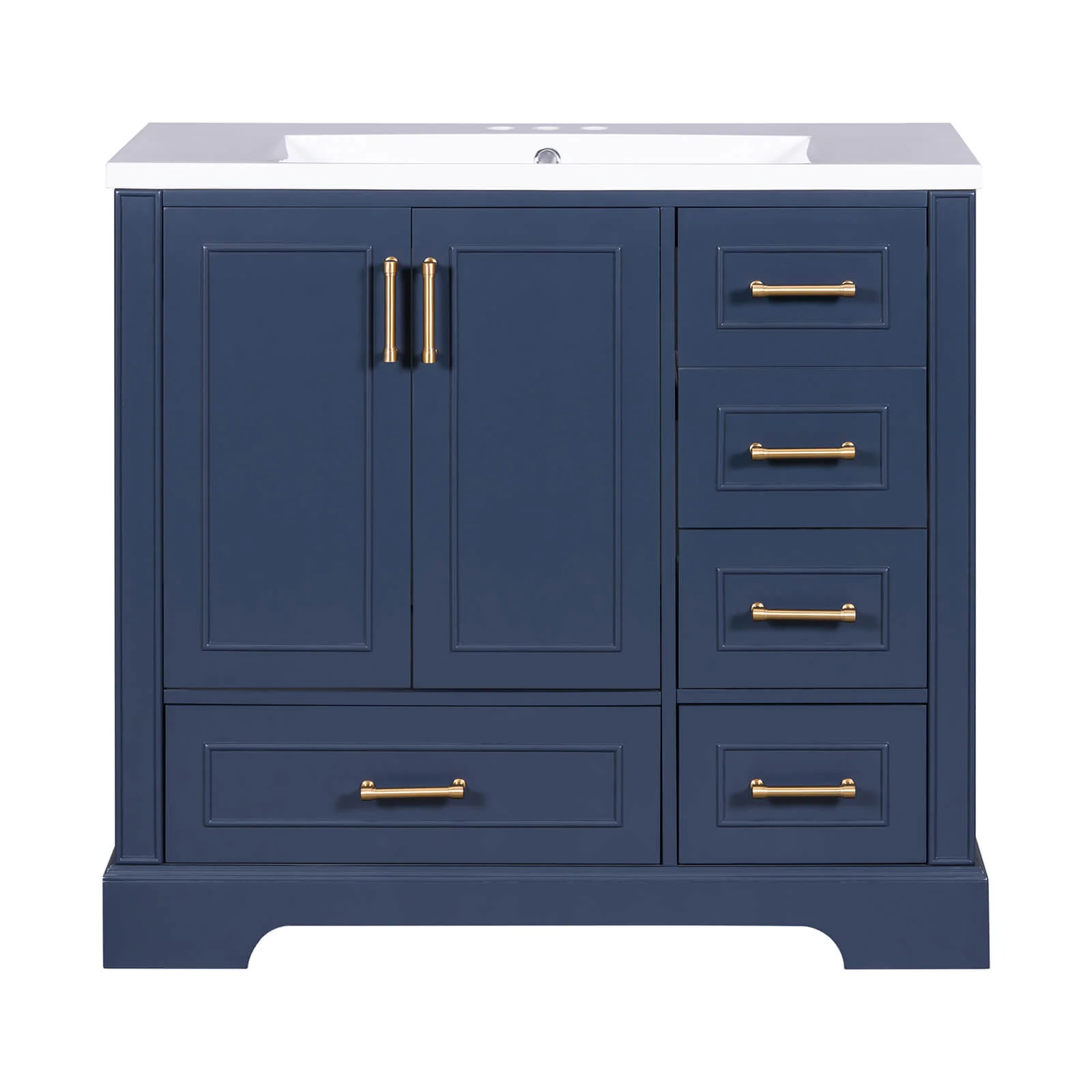 36" Traditional Blue Bathroom Vanity with Resin Sink - Image 11