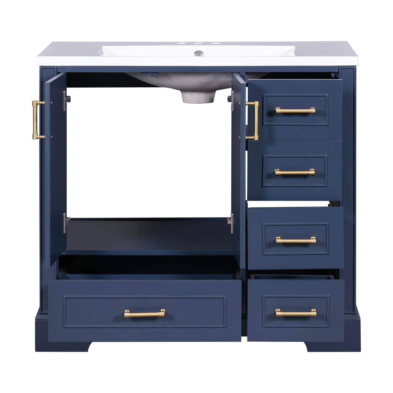 36" Traditional Blue Bathroom Vanity with Resin Sink - Image 20