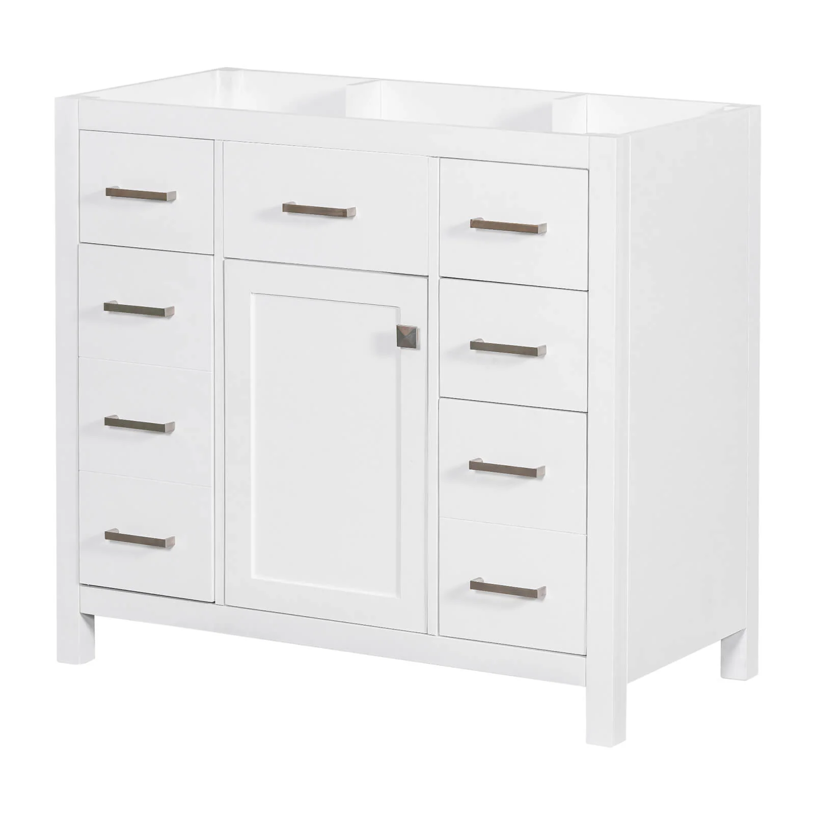 36" White Bathroom Vanity with 6 Drawers (Cabinet Only)