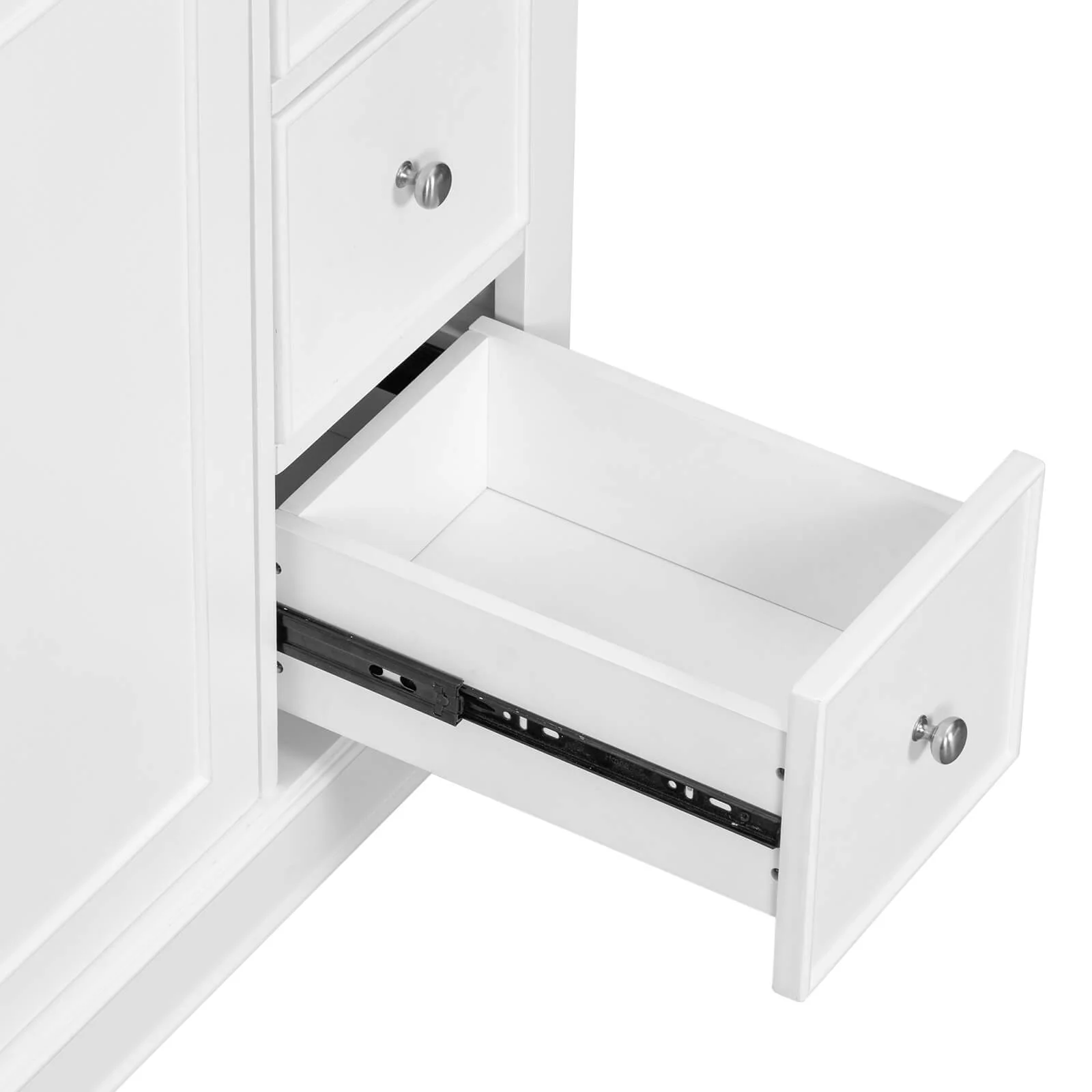 36" White Bathroom Vanity with Hair Dryer Storage - Image 21