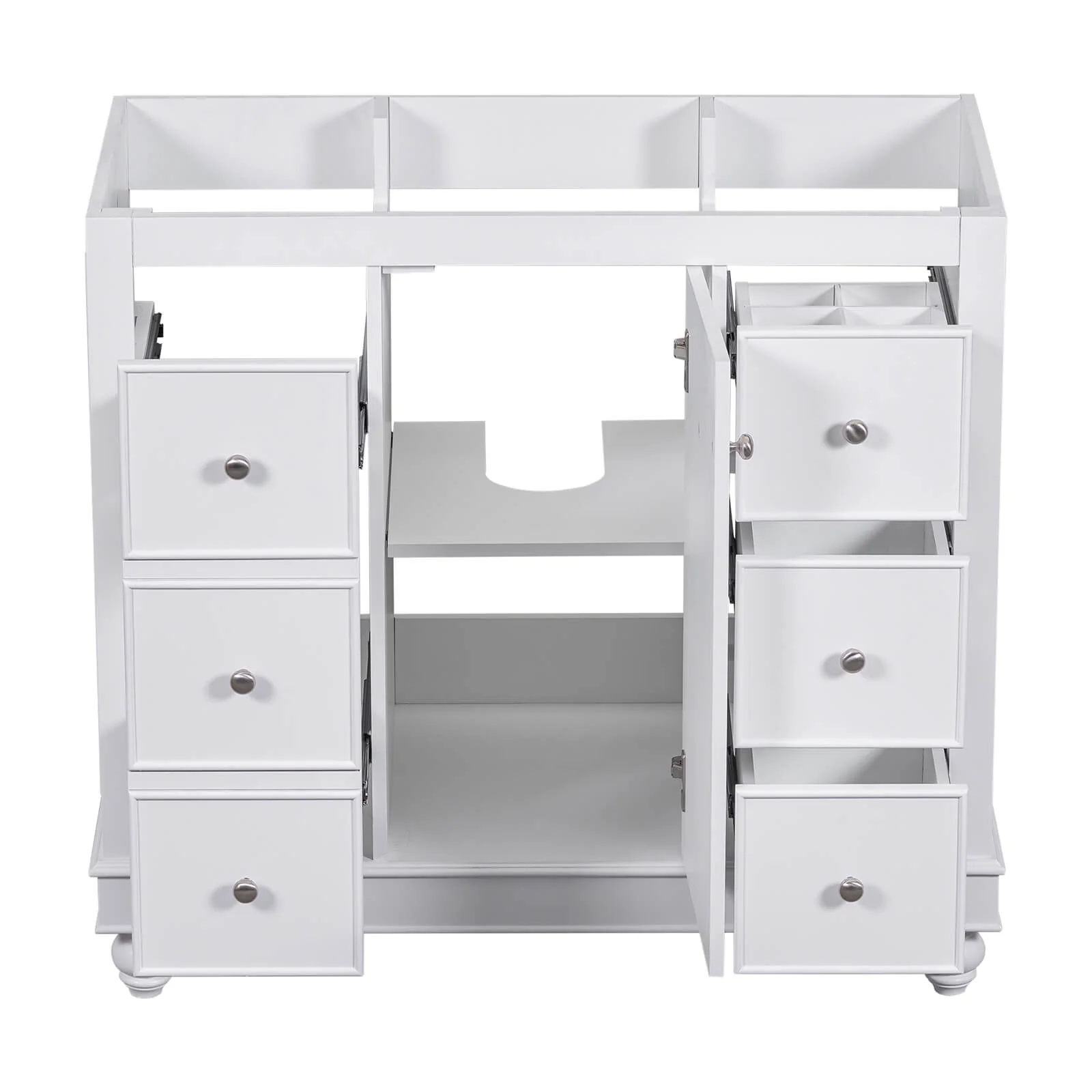 36" White Bathroom Vanity with Hair Dryer Storage (Cabinet Only) - Image 10