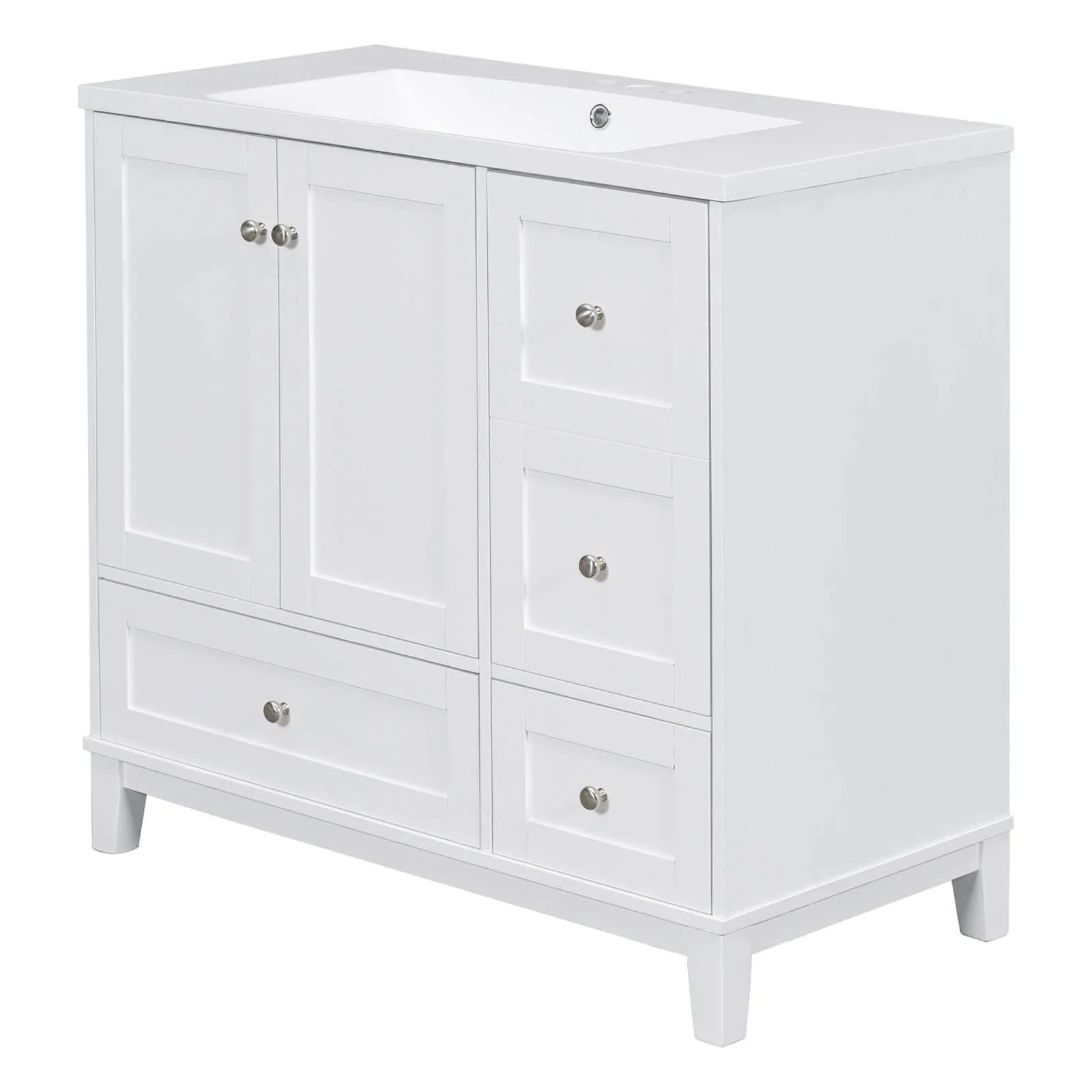 36'' White Bathroom Vanity with Integrated USB Charging - Image 6