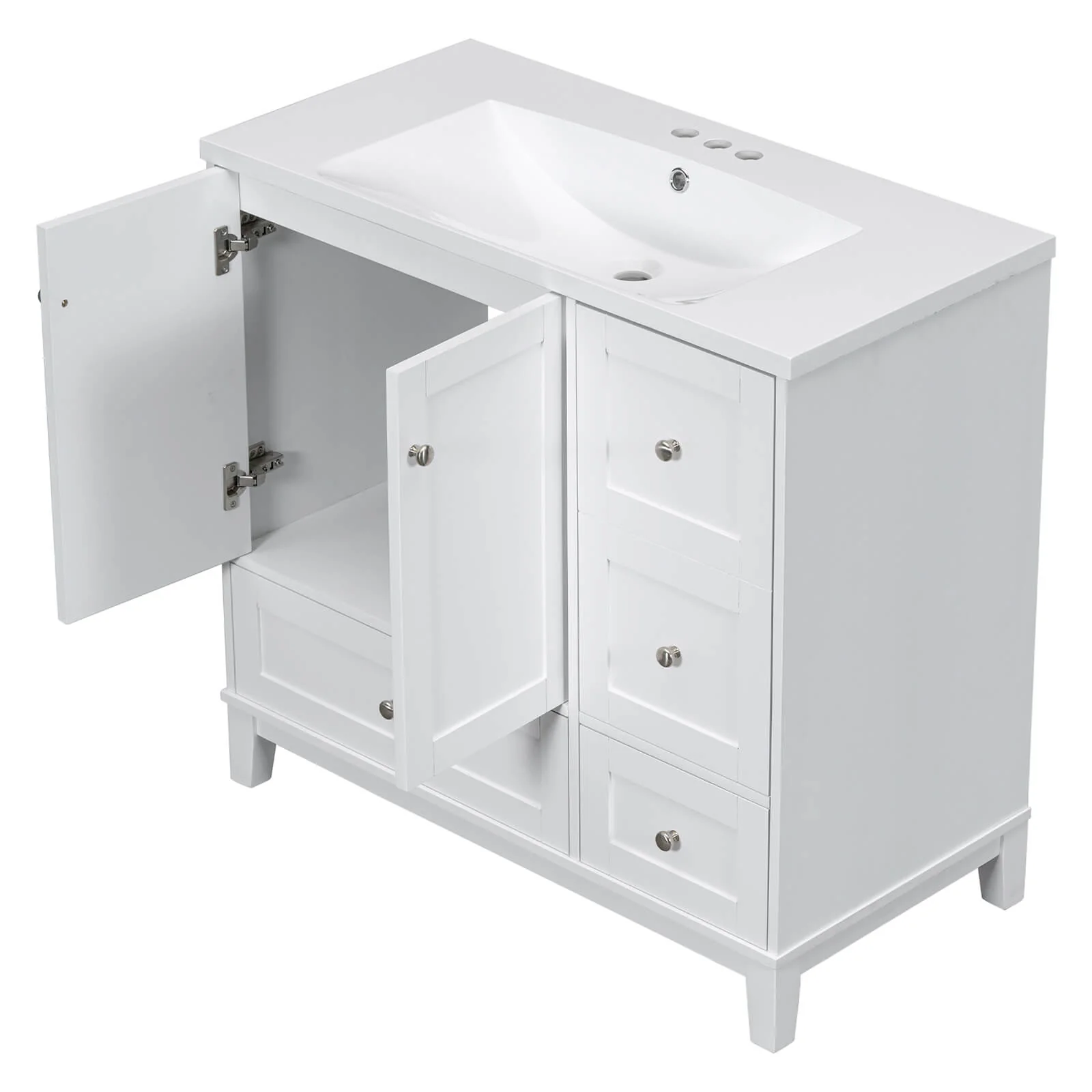 36'' White Bathroom Vanity with Integrated USB Charging - Image 8