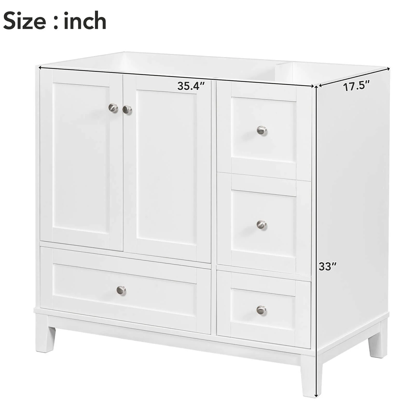 36'' White Bathroom Vanity with Integrated USB Charging (No Sink) - Image 11