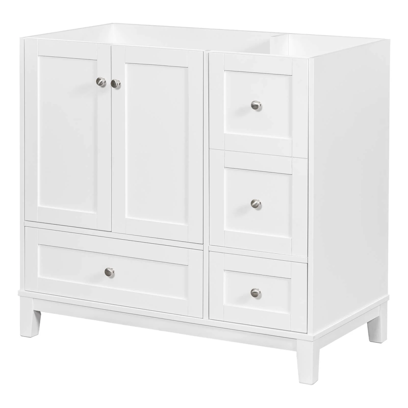36'' White Bathroom Vanity with Integrated USB Charging (No Sink) - Image 2