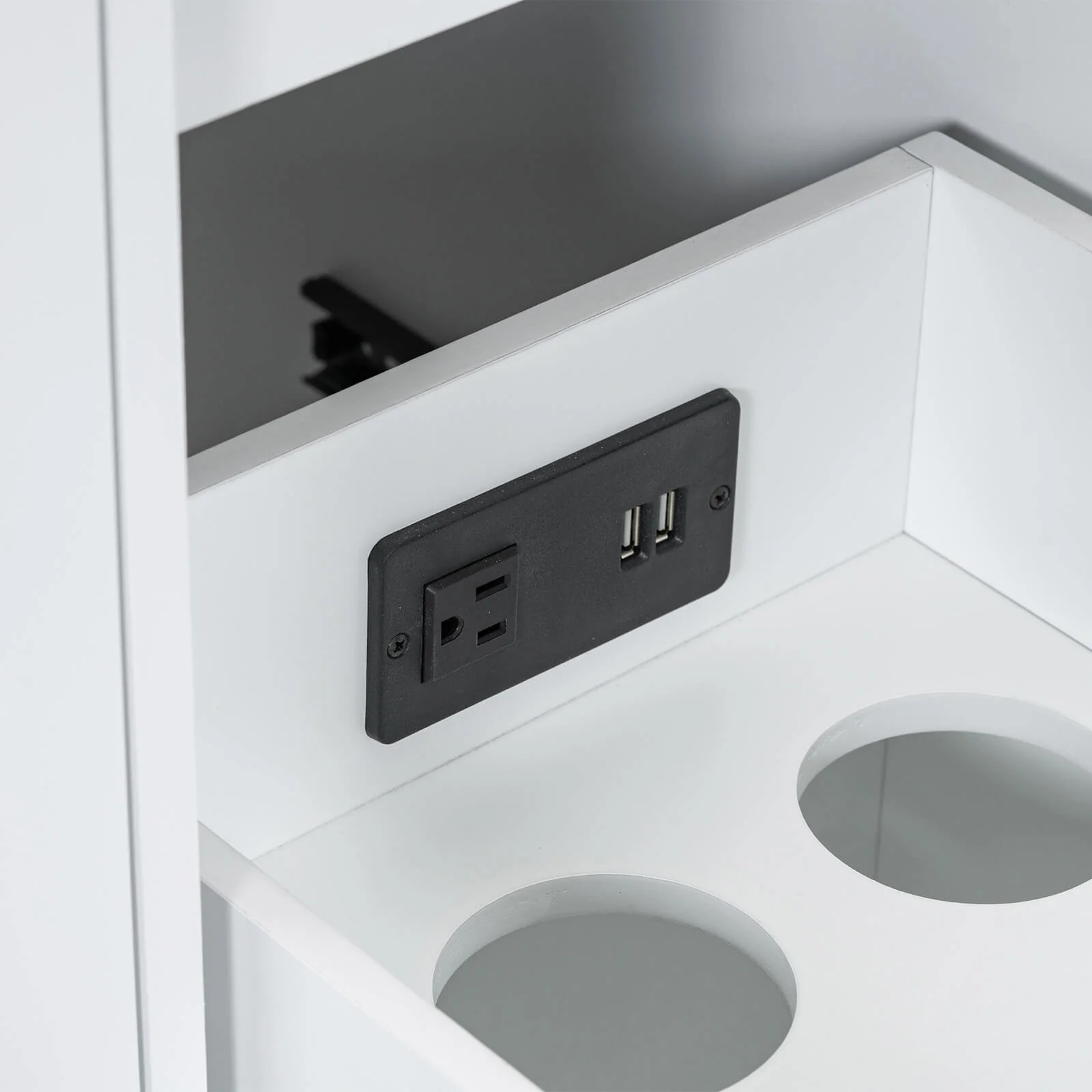 36'' White Bathroom Vanity with Integrated USB Charging (No Sink) - Image 7