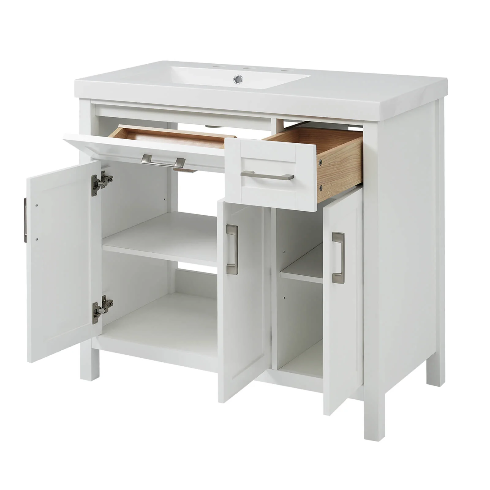 36" White Bathroom Vanity with Left Offset Sink - Image 14