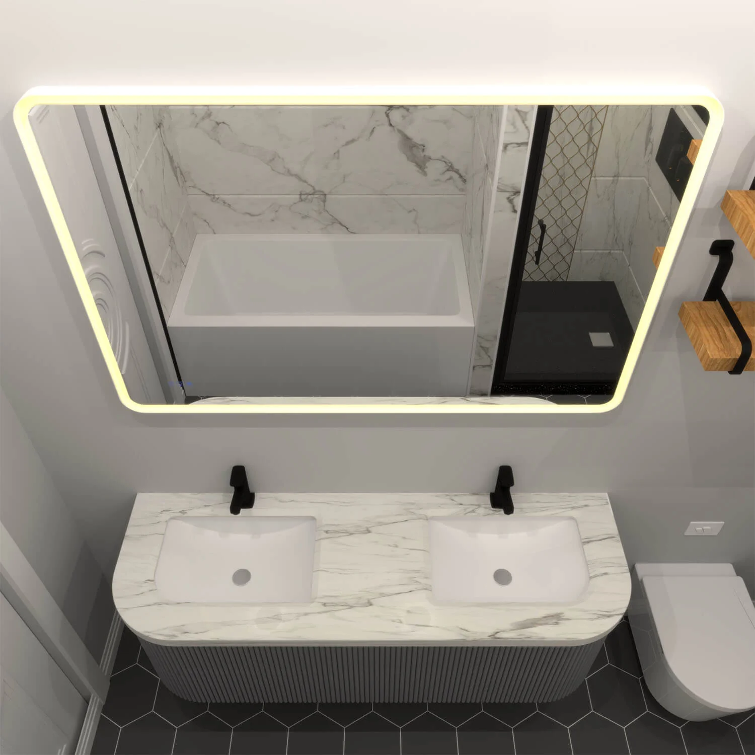36" x 28" Rectangular Frameless Wall-Mount Anti-Fog LED Light Bathroom Mirror - Image 10