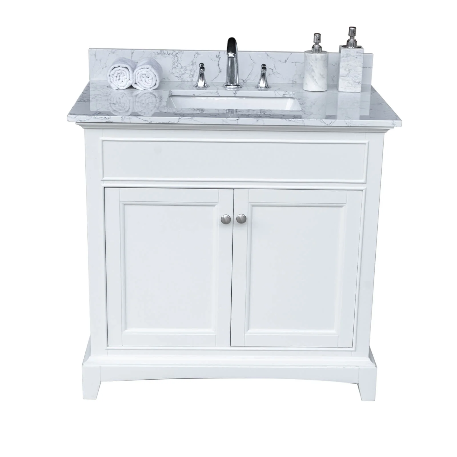 37" x 22" Carrara Marble Vanity Top with Backsplash - Image 5