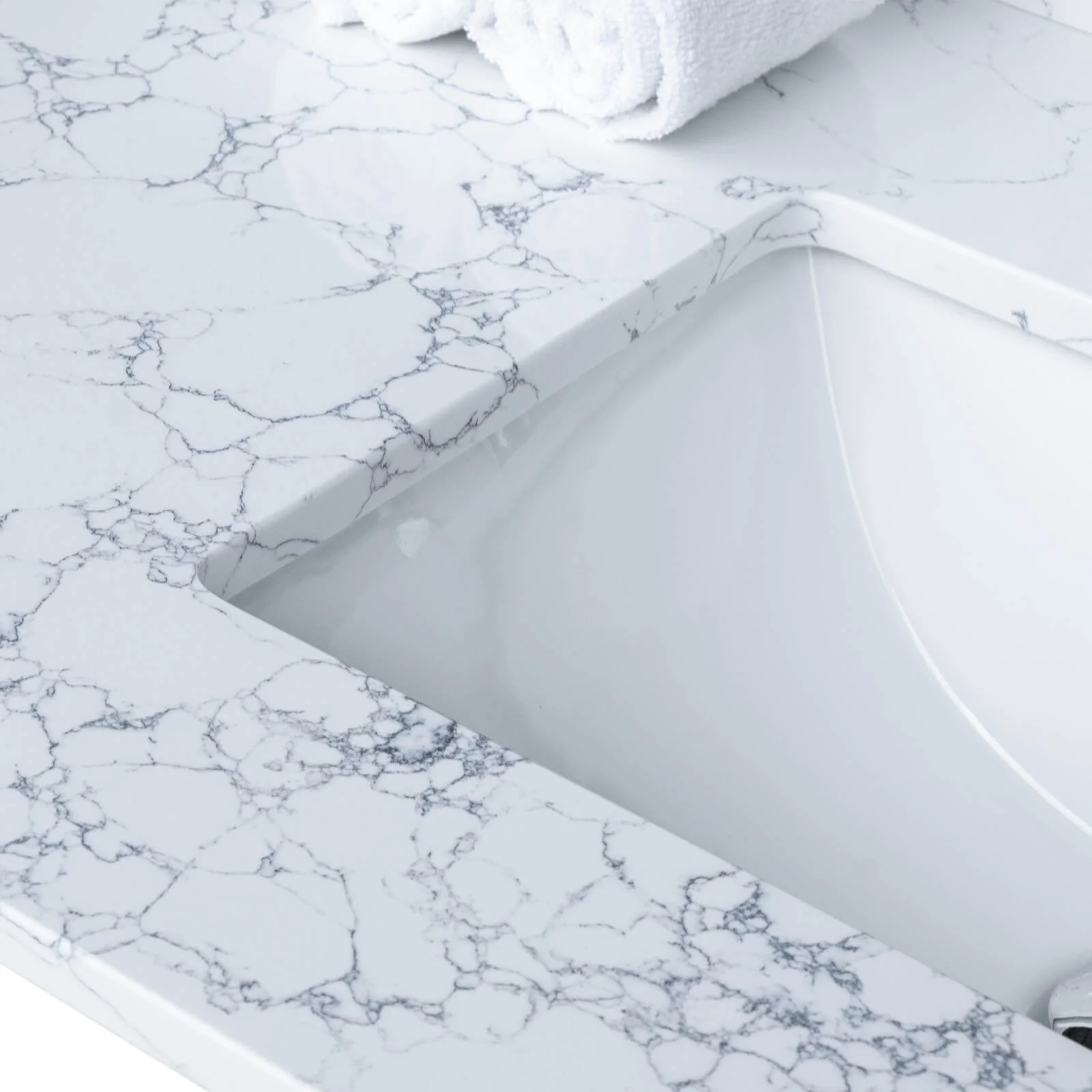37" x 22" Carrara Marble Vanity Top with Backsplash - Image 9