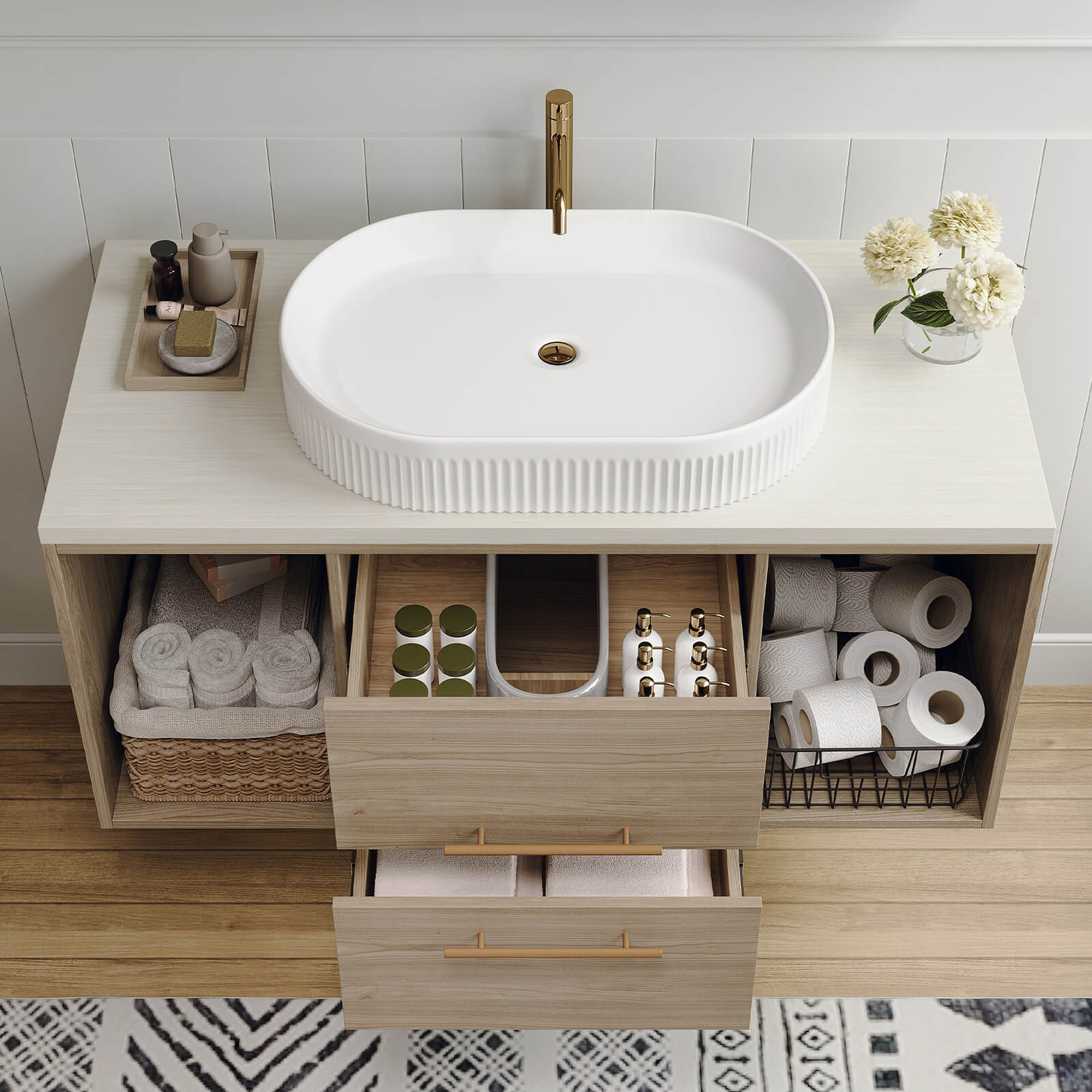 38" Wall-Mounted Vanity with White Oval Vessel Sink - Image 5