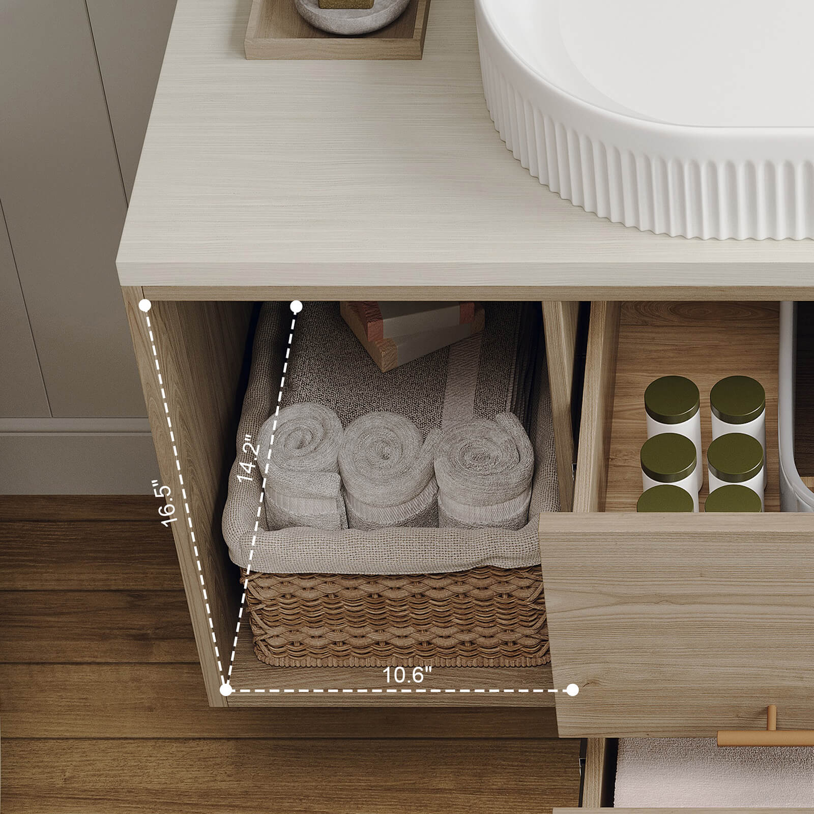 38" Wall-Mounted Vanity with White Oval Vessel Sink - Image 9